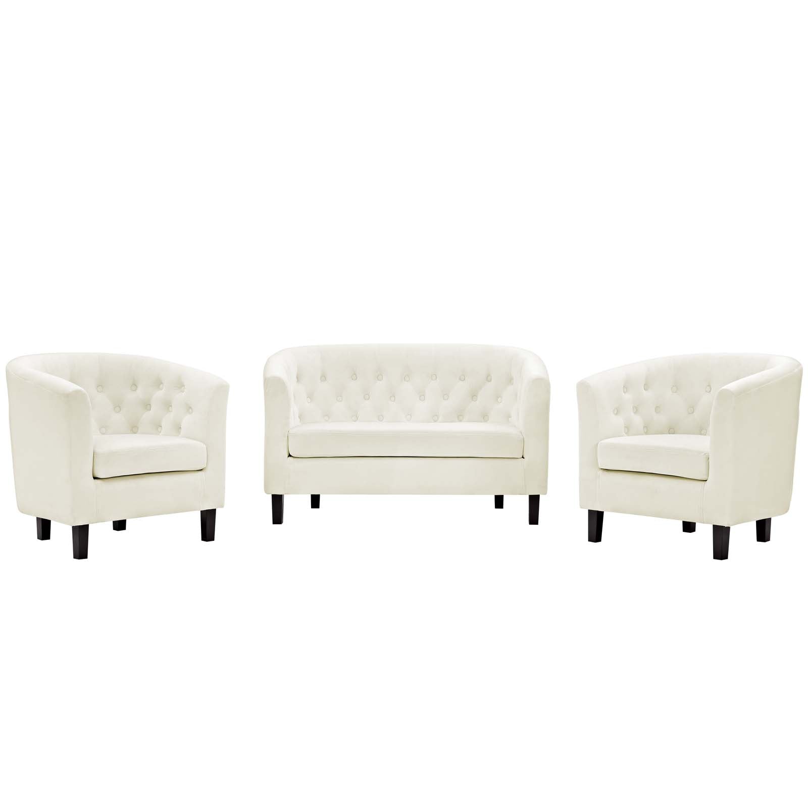 Modway Prospect 3 Piece Performance Velvet Loveseat and Armchair Set | Loveseats | Modishstore-4