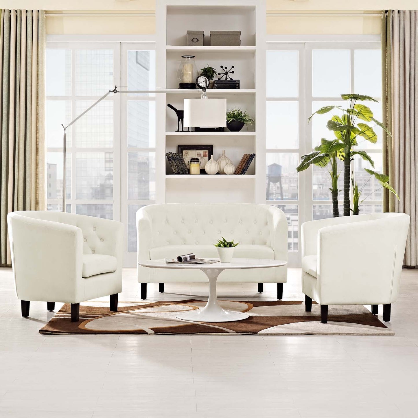 Modway Prospect 3 Piece Performance Velvet Loveseat and Armchair Set | Loveseats | Modishstore