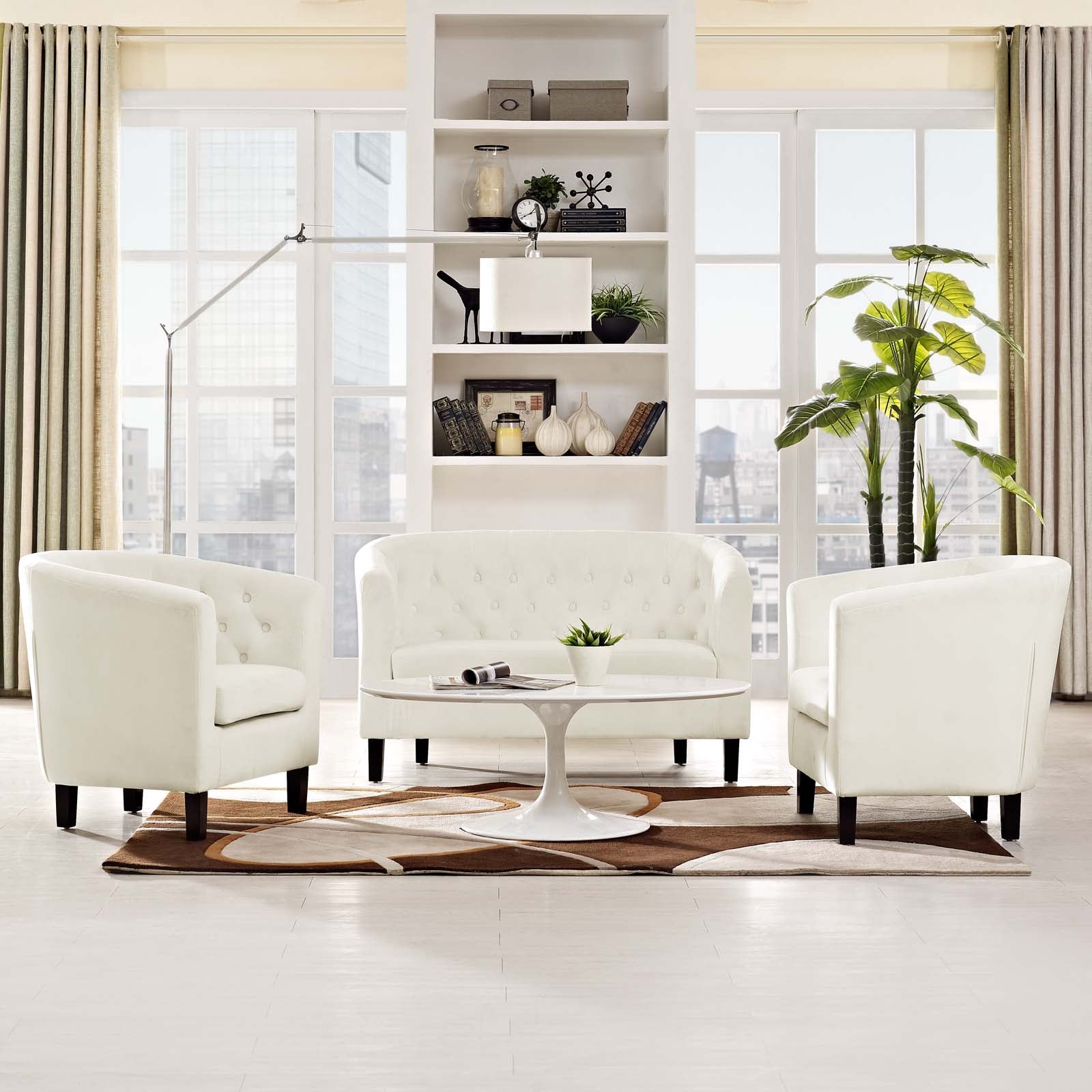 Modway Prospect 3 Piece Performance Velvet Loveseat and Armchair Set | Loveseats | Modishstore
