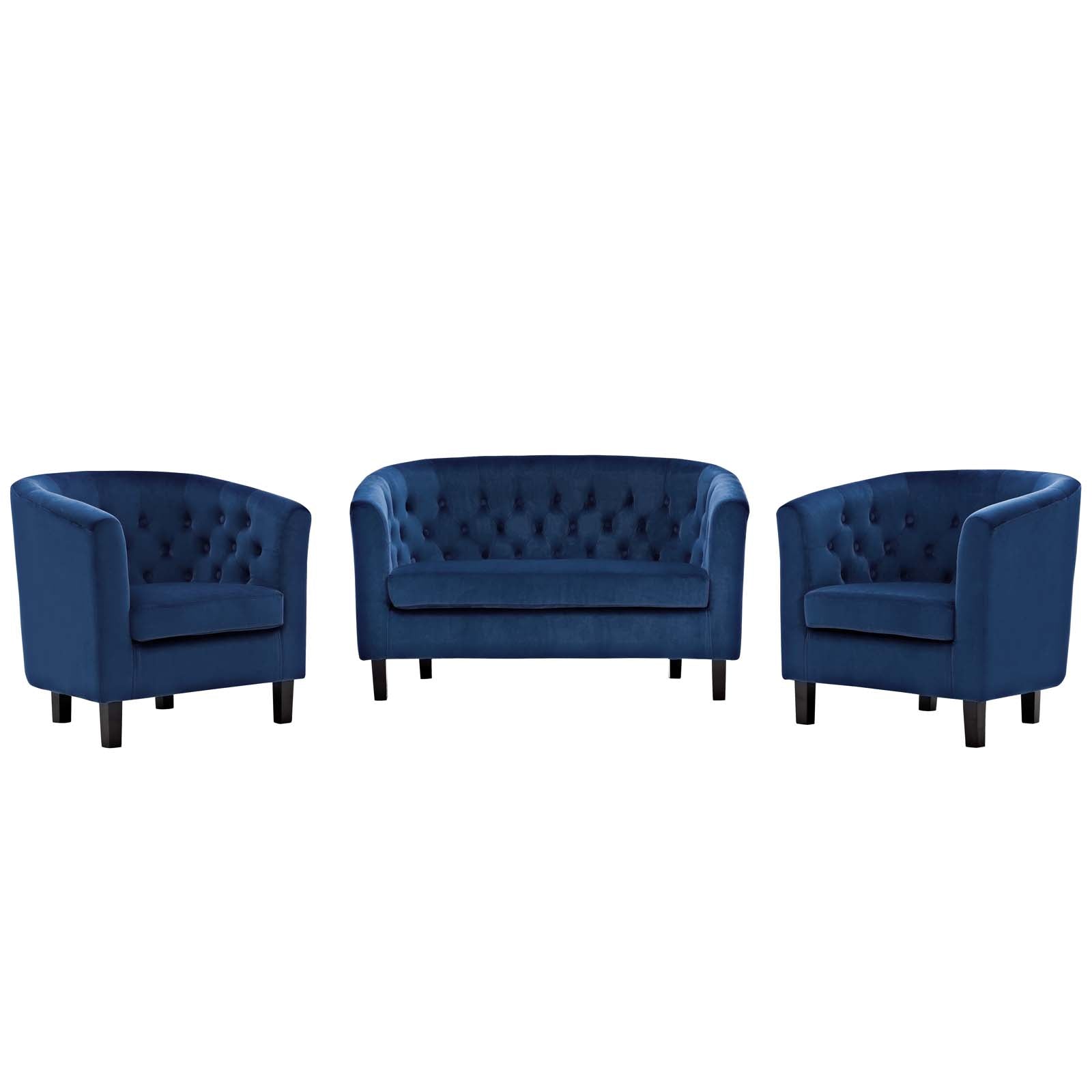 Modway Prospect 3 Piece Performance Velvet Loveseat and Armchair Set | Loveseats | Modishstore-5