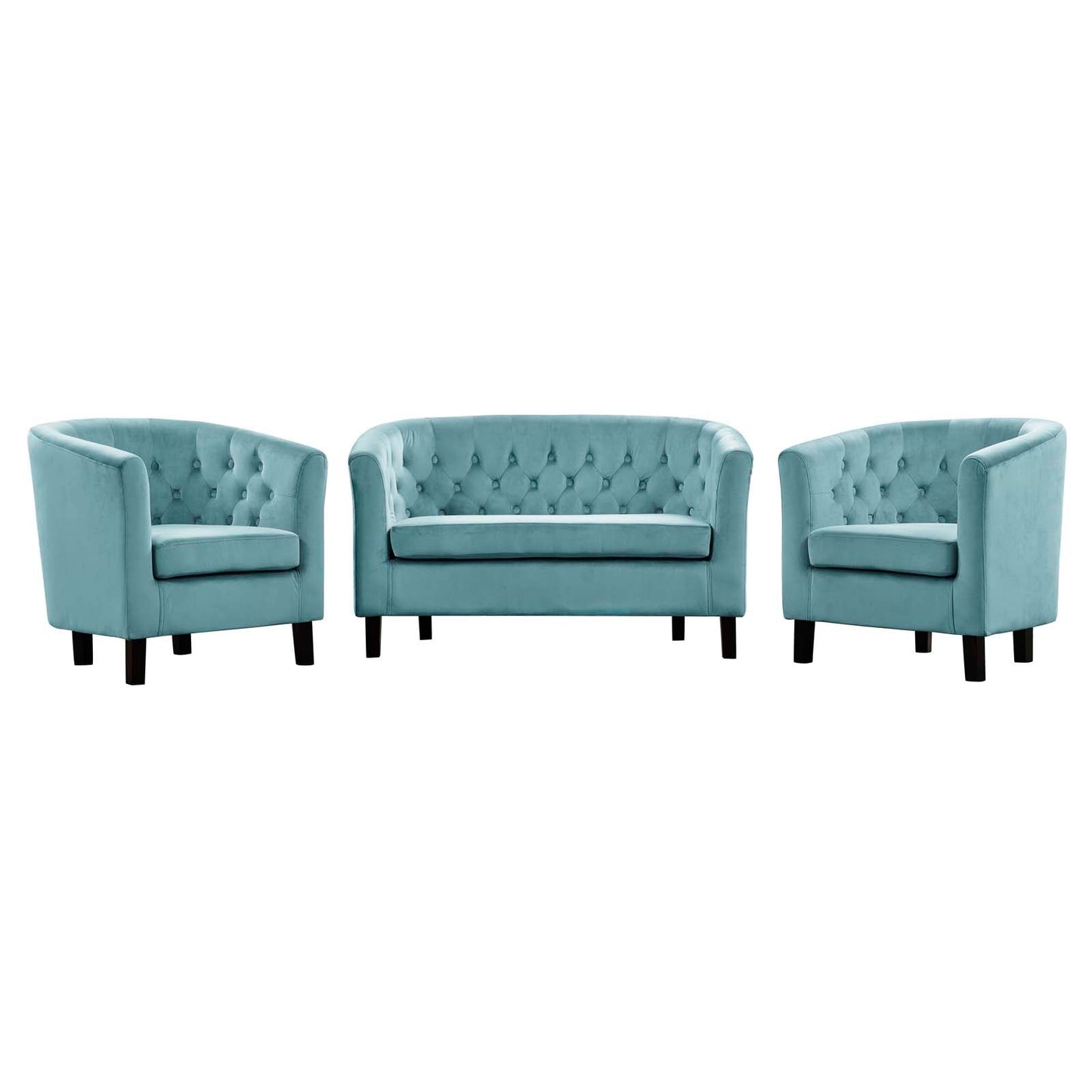 Modway Prospect 3 Piece Performance Velvet Loveseat and Armchair Set | Loveseats | Modishstore-6