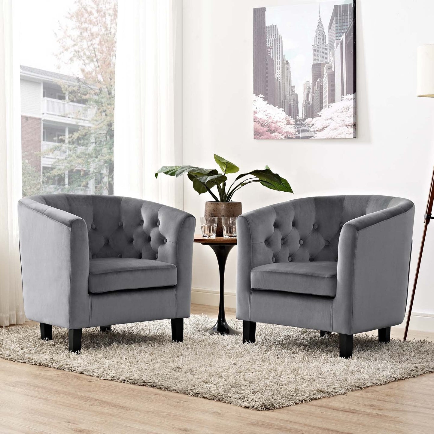 Modway Prospect 2 Piece Performance Velvet Armchair Set | Armchairs | Modishstore-19
