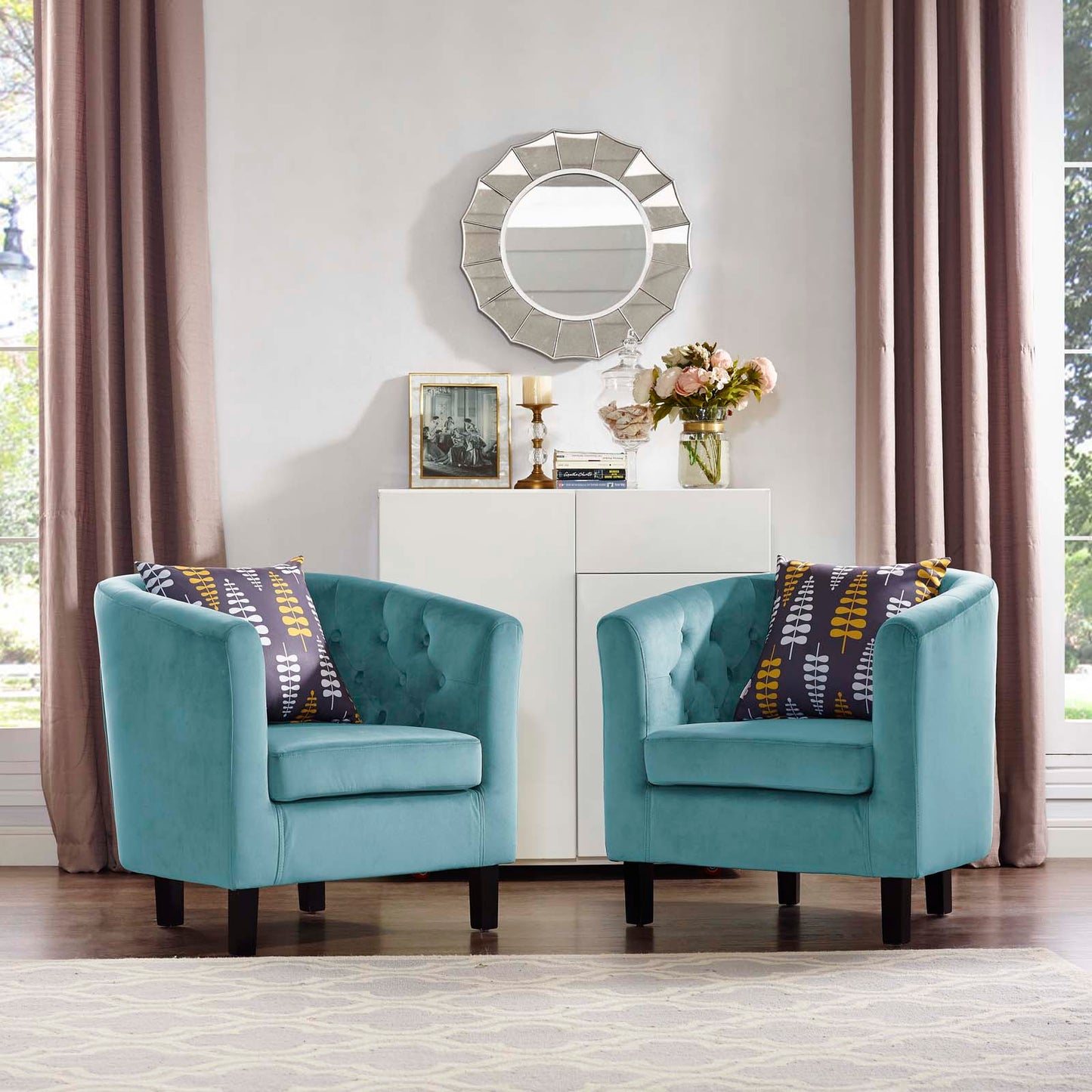 Modway Prospect 2 Piece Performance Velvet Armchair Set | Armchairs | Modishstore