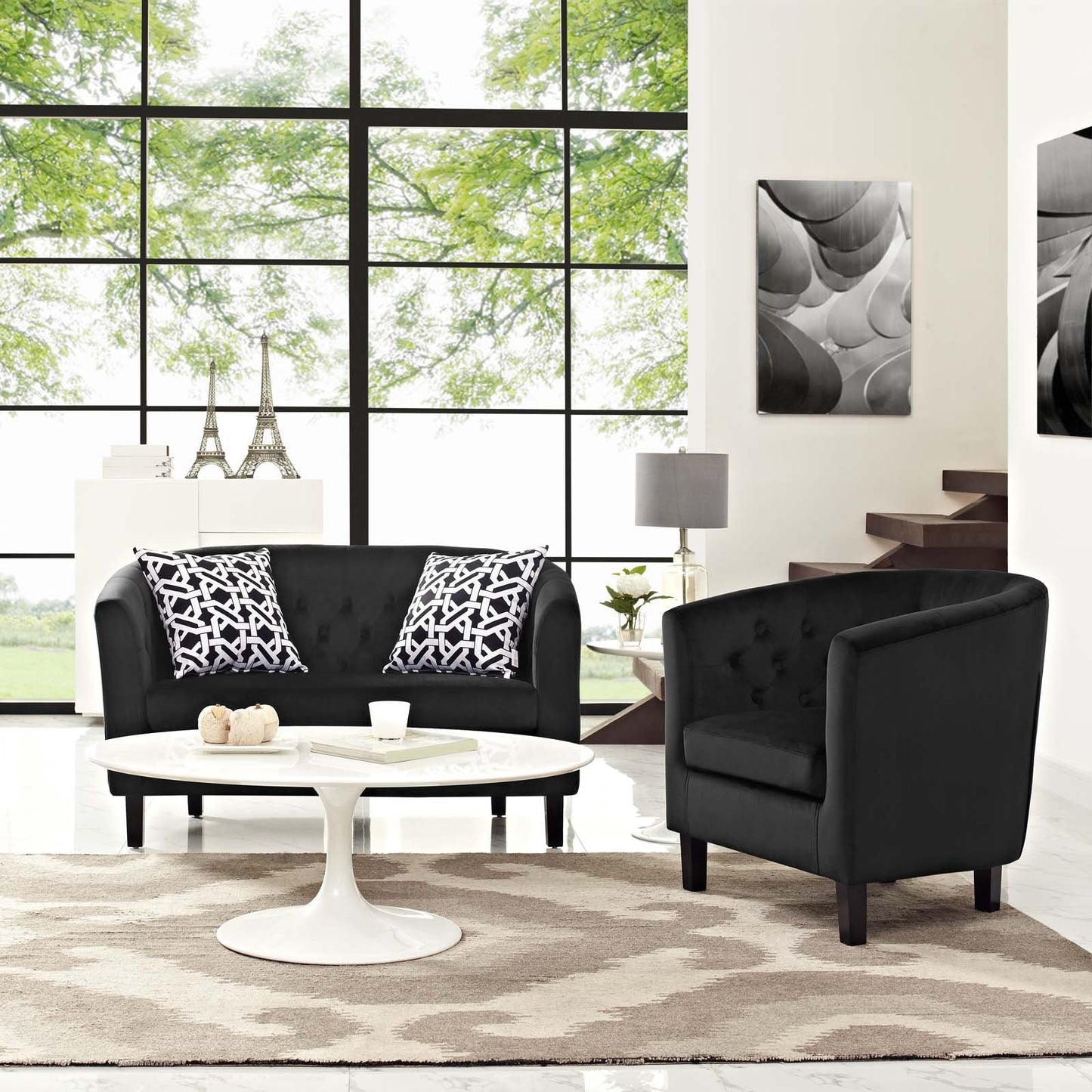 Modway Prospect 2 Piece Performance Velvet Loveseat and Armchair Set | Loveseats | Modishstore-7