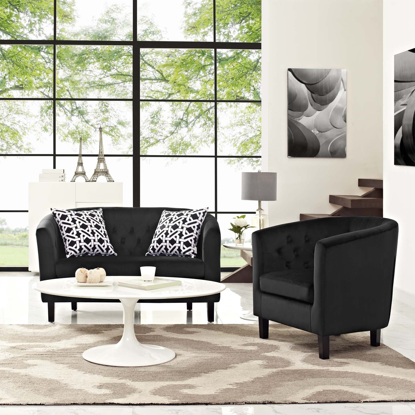 Modway Prospect 2 Piece Performance Velvet Loveseat and Armchair Set | Loveseats | Modishstore-7