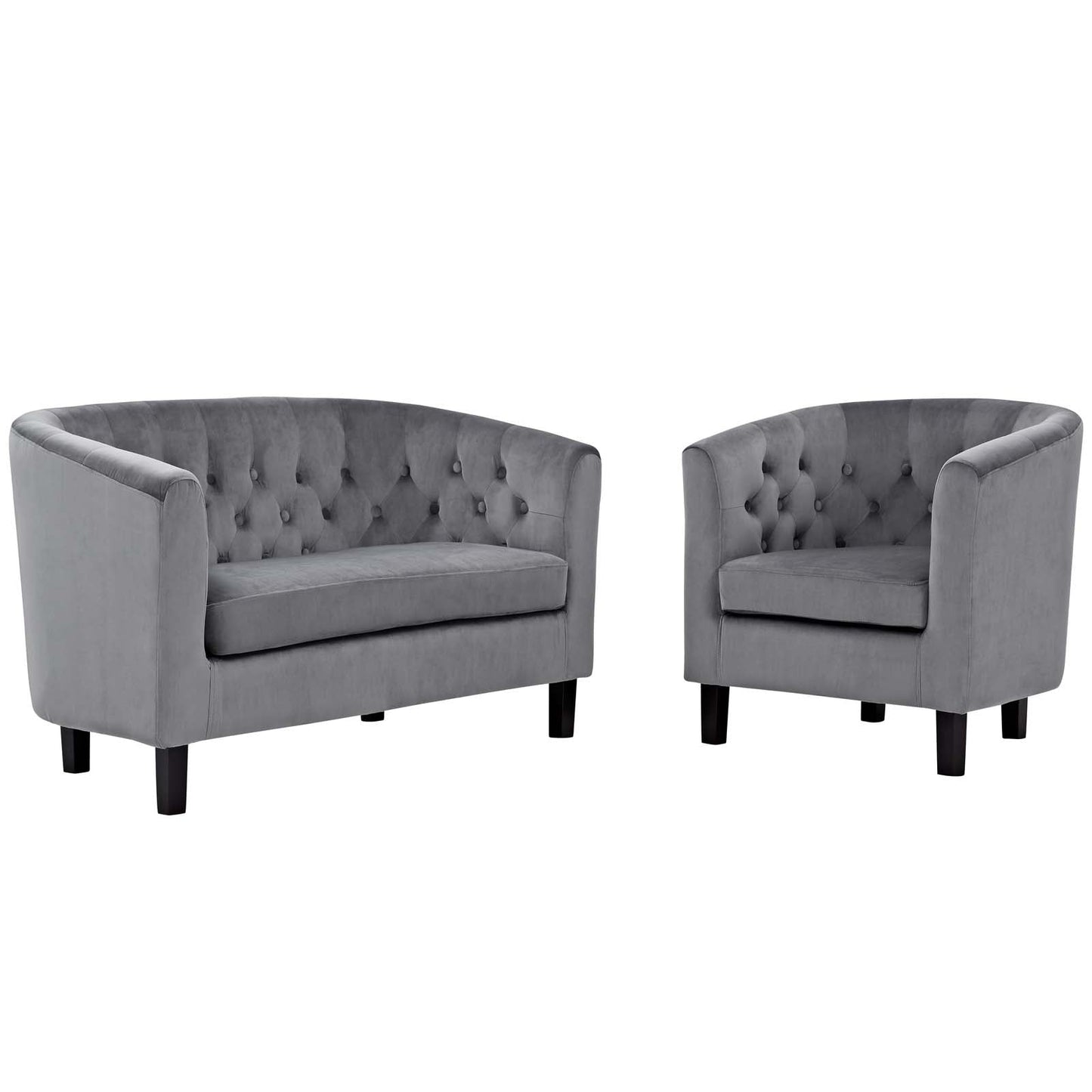 Modway Prospect 2 Piece Performance Velvet Loveseat and Armchair Set | Loveseats | Modishstore-28