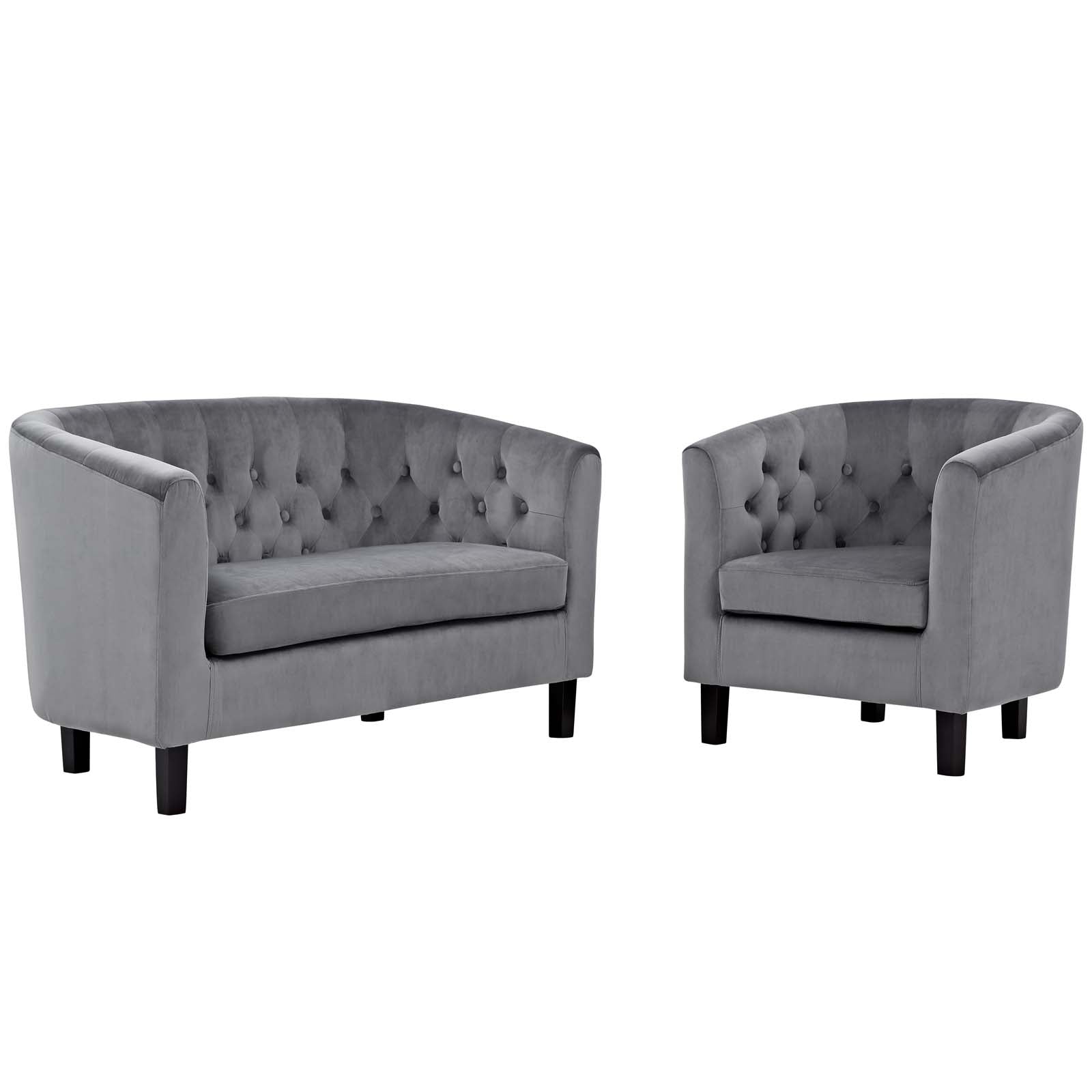 Modway Prospect 2 Piece Performance Velvet Loveseat and Armchair Set | Loveseats | Modishstore-28