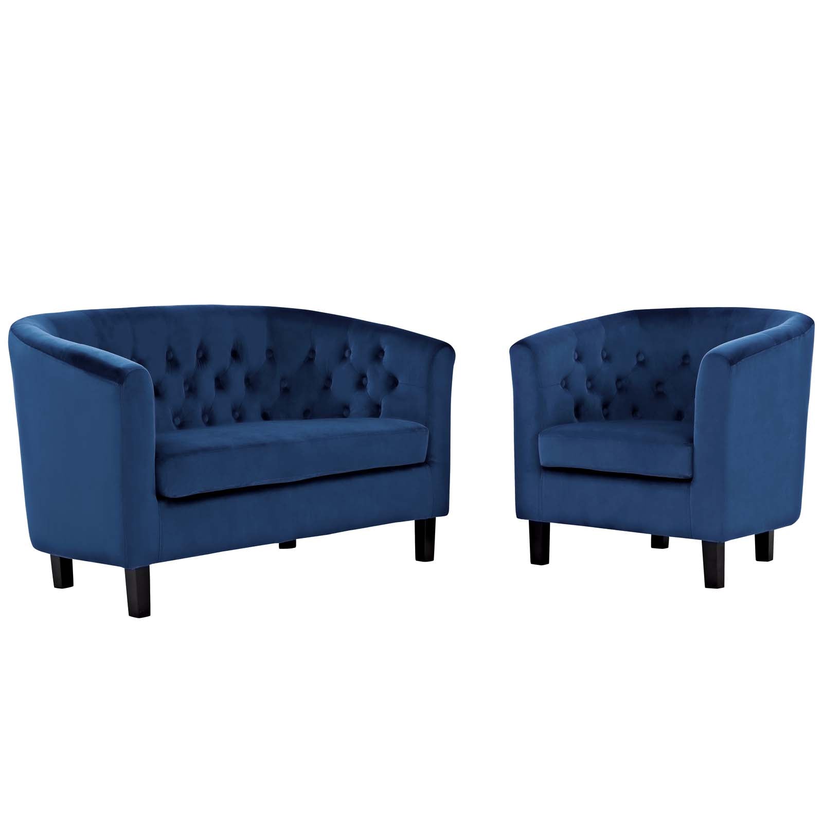 Modway Prospect 2 Piece Performance Velvet Loveseat and Armchair Set | Loveseats | Modishstore-21