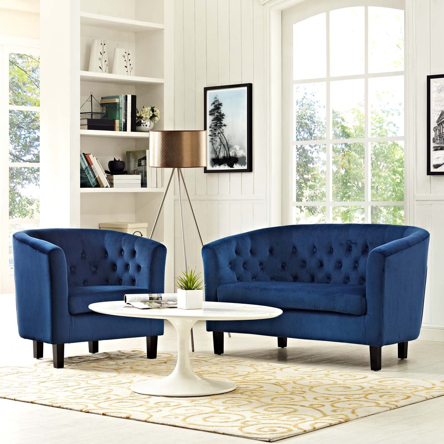 Modway Prospect 2 Piece Performance Velvet Loveseat and Armchair Set | Loveseats | Modishstore-20