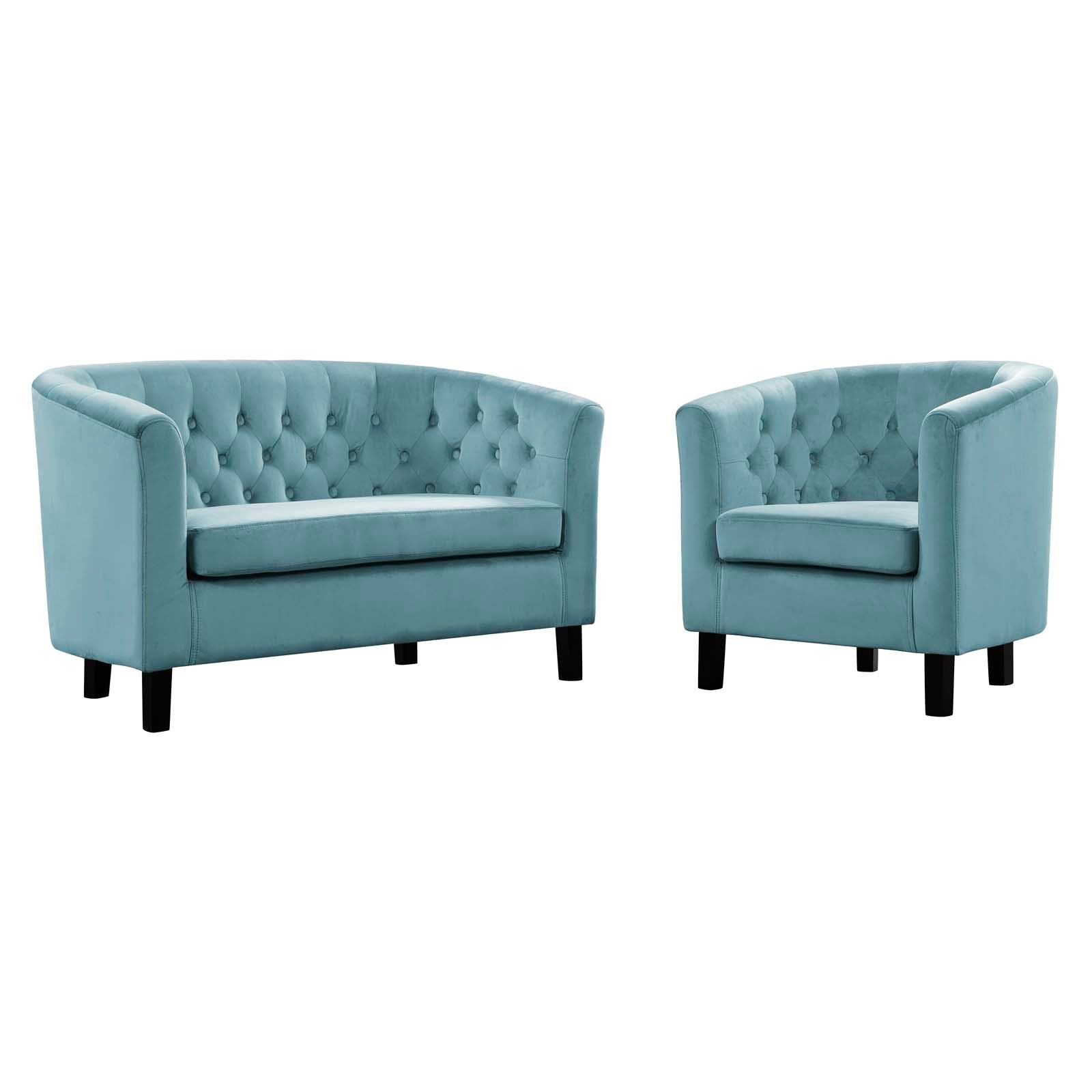 Modway Prospect 2 Piece Performance Velvet Loveseat and Armchair Set | Loveseats | Modishstore-2