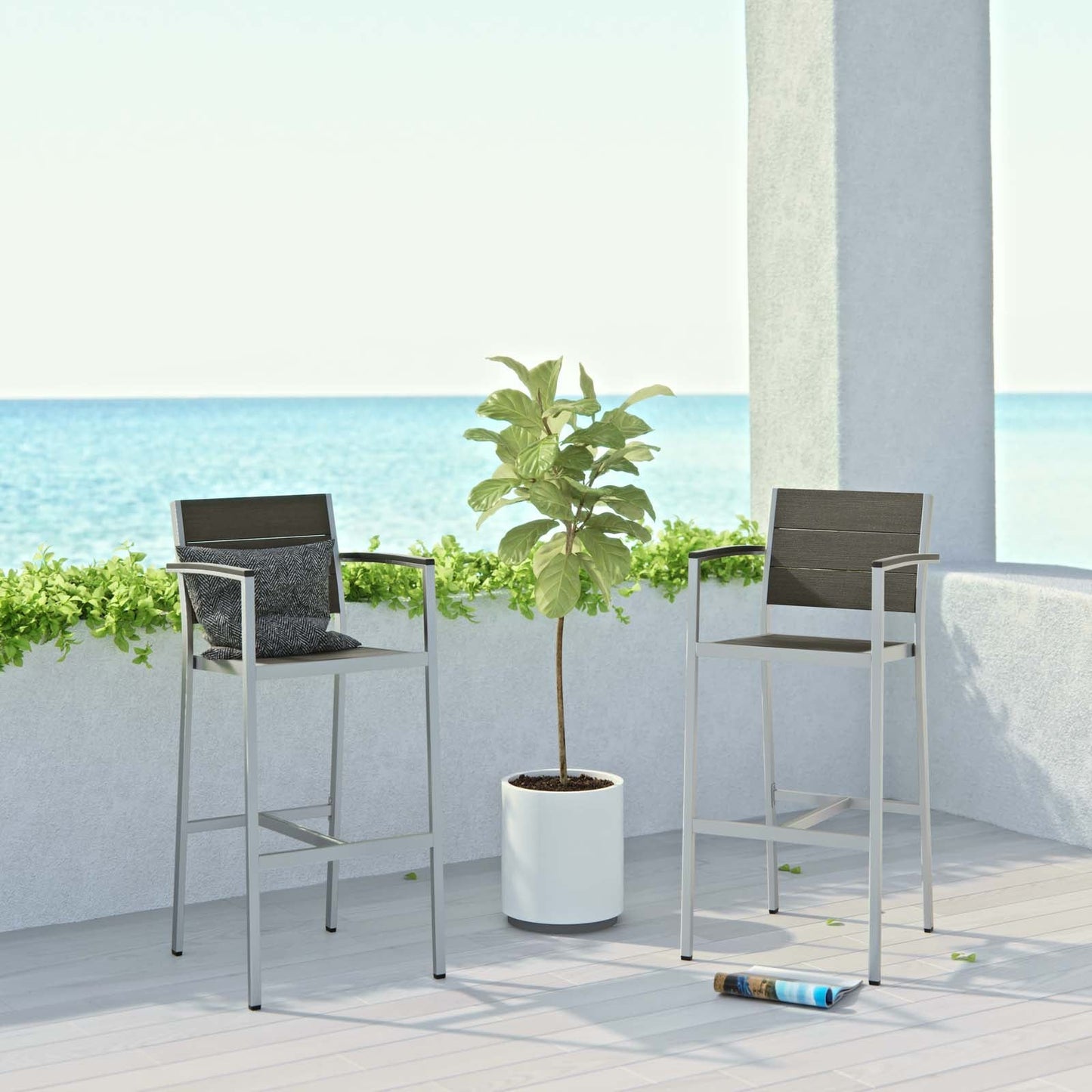 Modway Shore Bar Stool Outdoor Patio Aluminum Set of 2 | Bar Stools | Modishstore