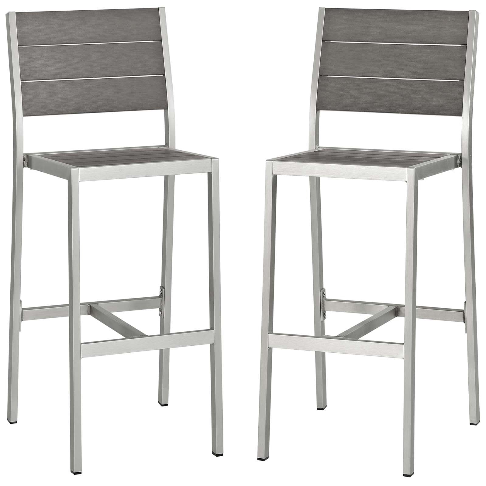 Modway Shore Armless Bar Stool Outdoor Patio Aluminum Set of 2 | Bar Stools | Modishstore-2