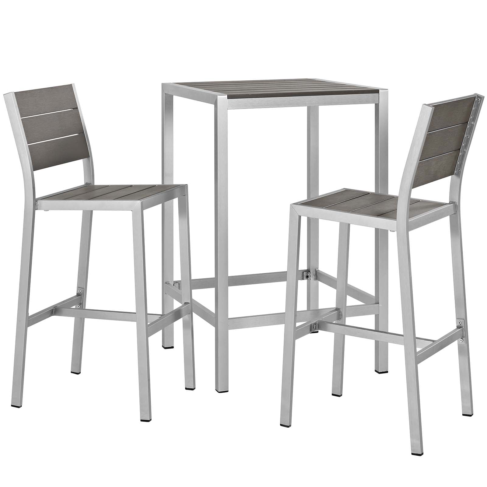 Modway Shore 3 Piece Outdoor Patio Aluminum Outdoor Pub Set | Bar Stools & Table | Modishstore-2
