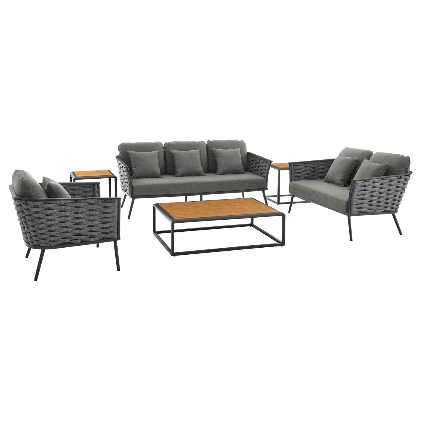 Modway Stance 6 Piece Outdoor Patio Aluminum Sectional Sofa Set | Outdoor Sofas, Loveseats & Sectionals | Modishstore-26