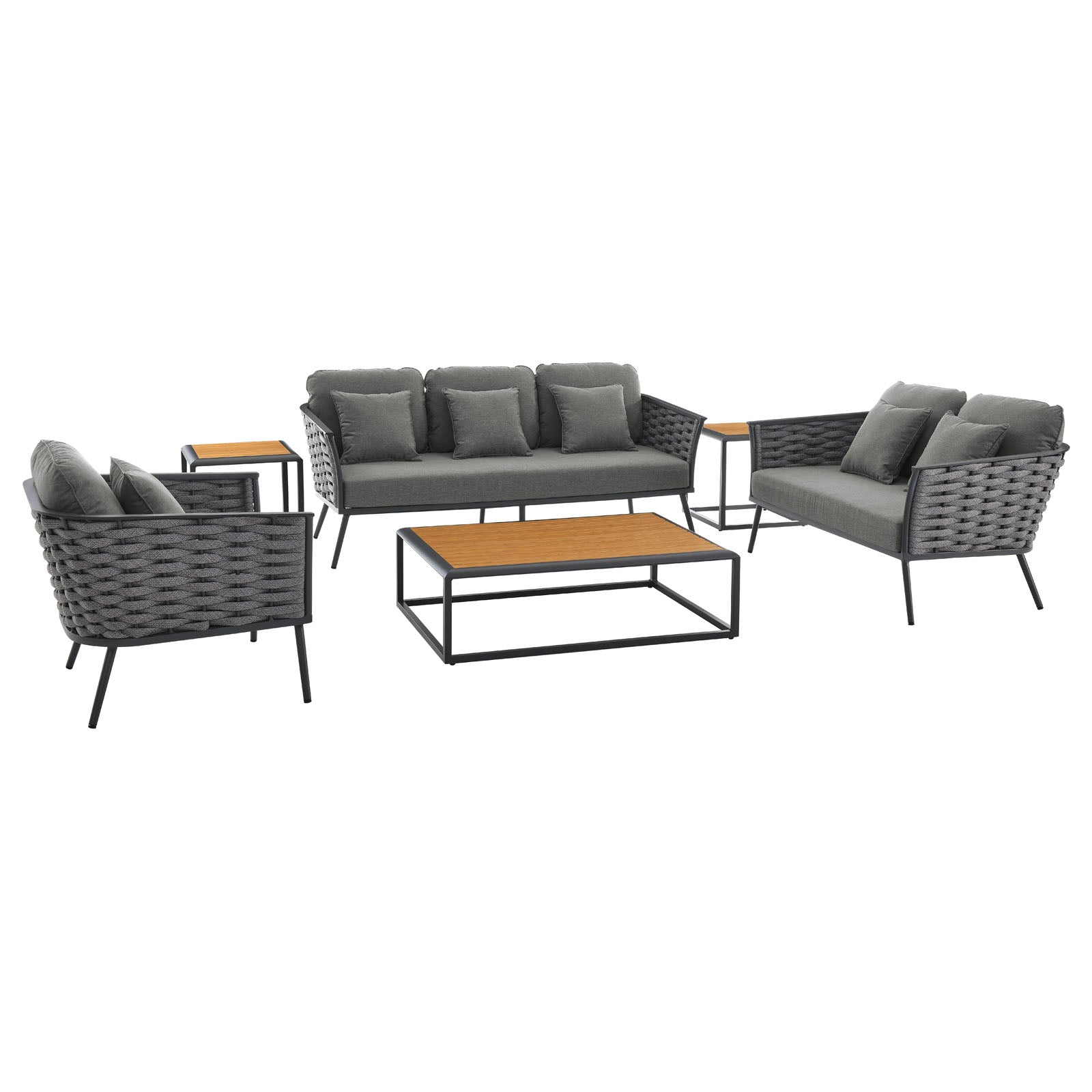 Modway Stance 6 Piece Outdoor Patio Aluminum Sectional Sofa Set | Outdoor Sofas, Loveseats & Sectionals | Modishstore-26