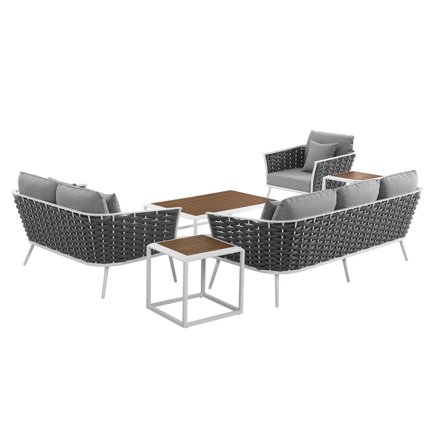 Modway Stance 6 Piece Outdoor Patio Aluminum Sectional Sofa Set | Outdoor Sofas, Loveseats & Sectionals | Modishstore-2