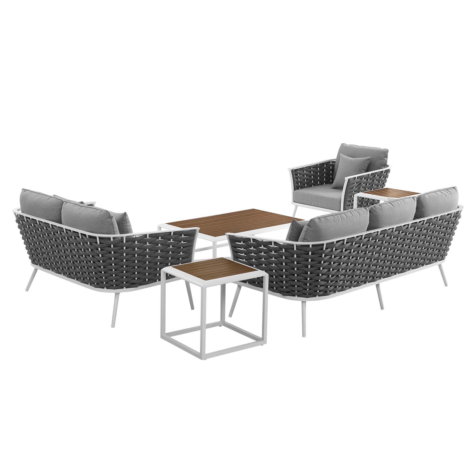 Modway Stance 6 Piece Outdoor Patio Aluminum Sectional Sofa Set | Outdoor Sofas, Loveseats & Sectionals | Modishstore-2