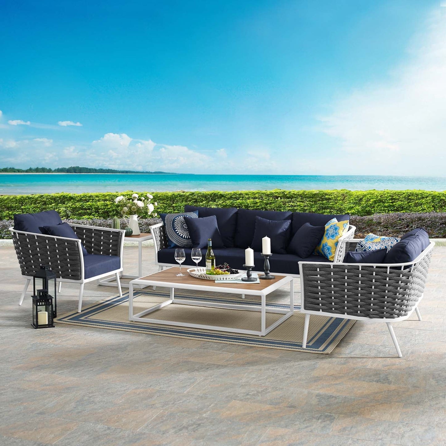Modway Stance 6 Piece Outdoor Patio Aluminum Sectional Sofa Set | Outdoor Sofas, Loveseats & Sectionals | Modishstore-8
