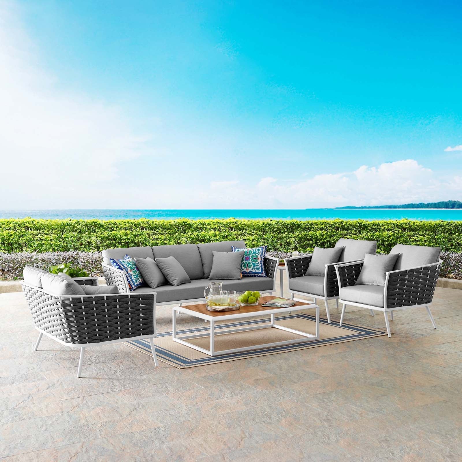 Modway Stance 7 Piece Outdoor Patio Aluminum Sectional Sofa Set | Outdoor Sofas, Loveseats & Sectionals | Modishstore