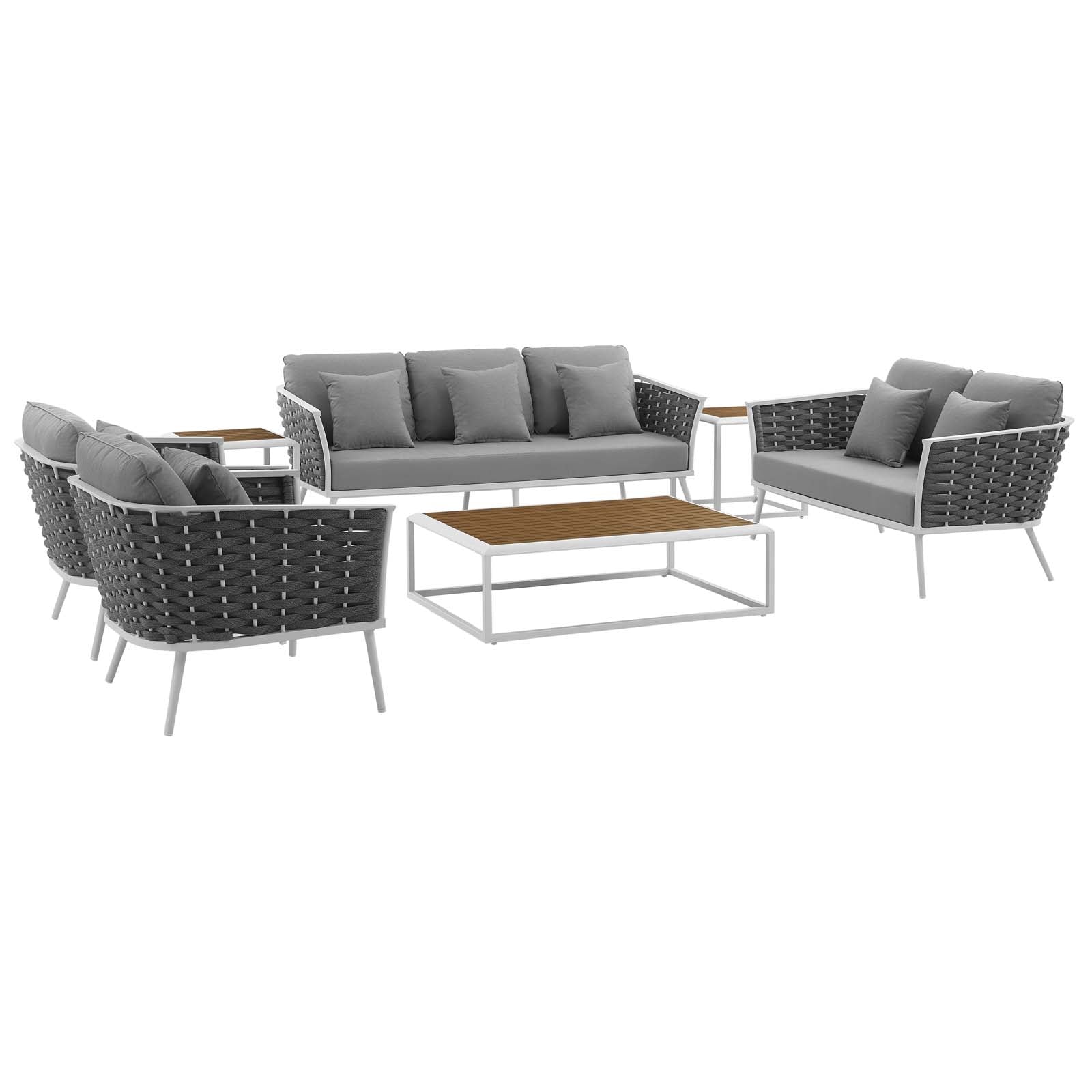 Modway Stance 7 Piece Outdoor Patio Aluminum Sectional Sofa Set | Outdoor Sofas, Loveseats & Sectionals | Modishstore-3