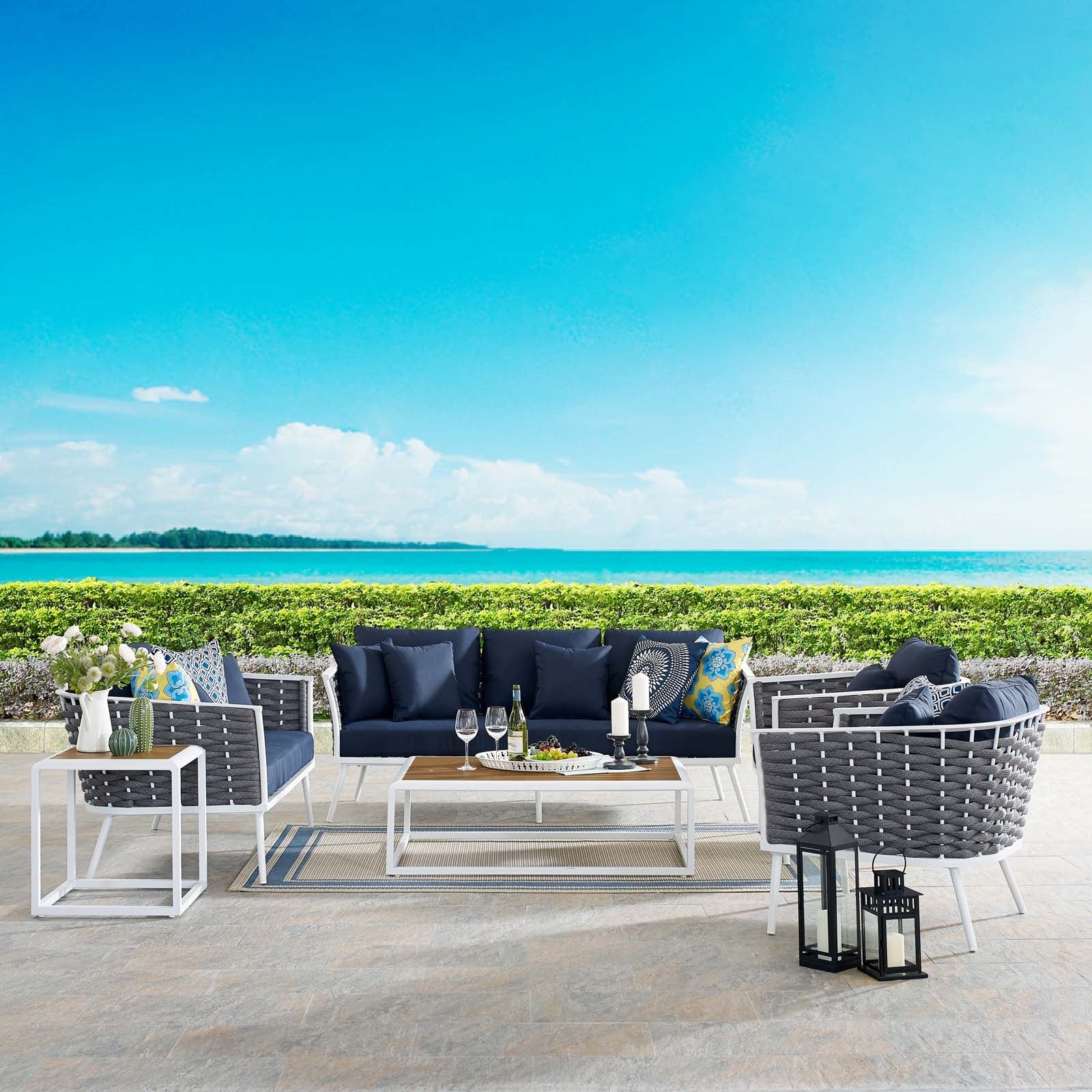 Modway Stance 7 Piece Outdoor Patio Aluminum Sectional Sofa Set | Outdoor Sofas, Loveseats & Sectionals | Modishstore-11