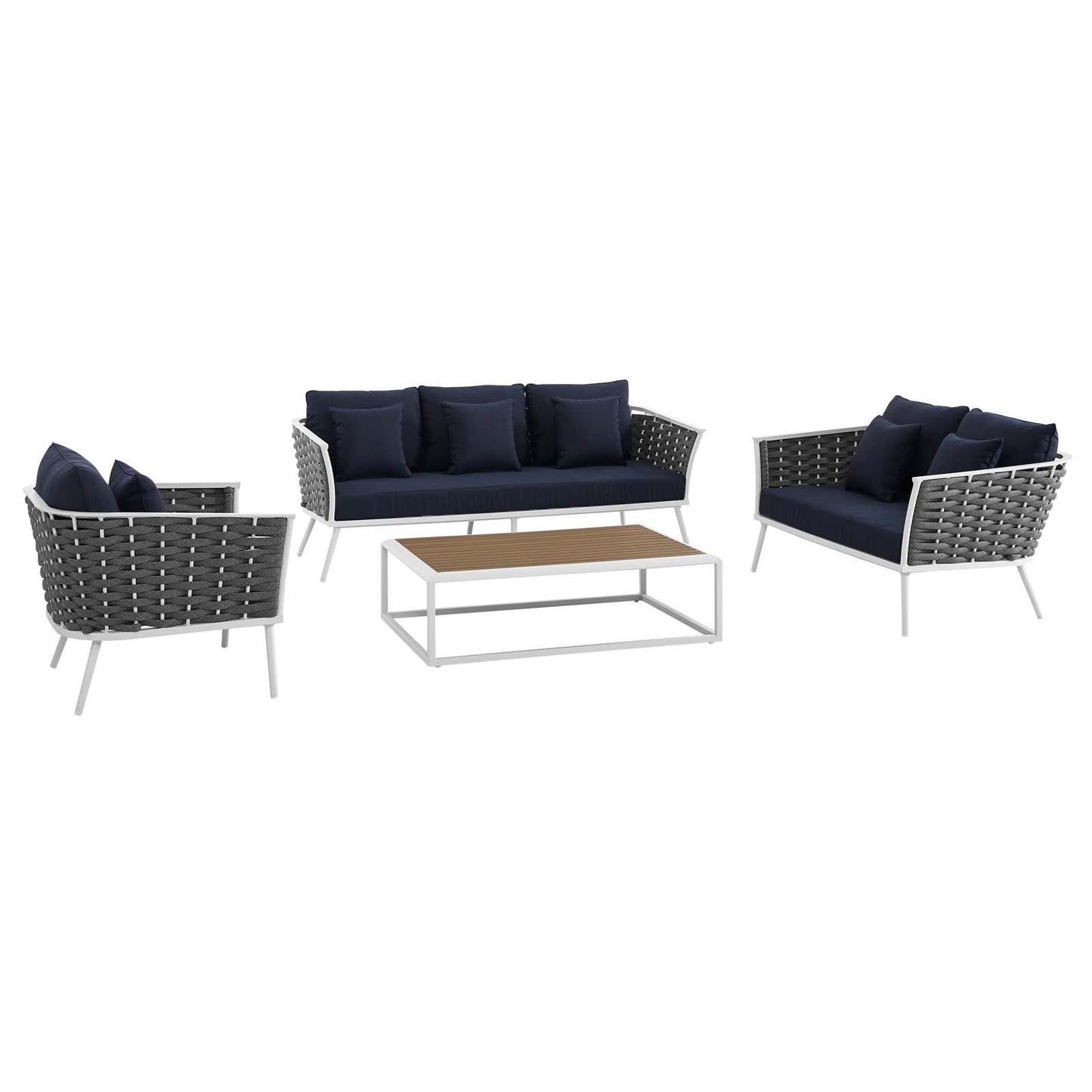 Modway Stance 4 Piece Outdoor Patio Aluminum Sectional Sofa Set-EEI-3161 | Outdoor Sofas, Loveseats & Sectionals | Modishstore-24