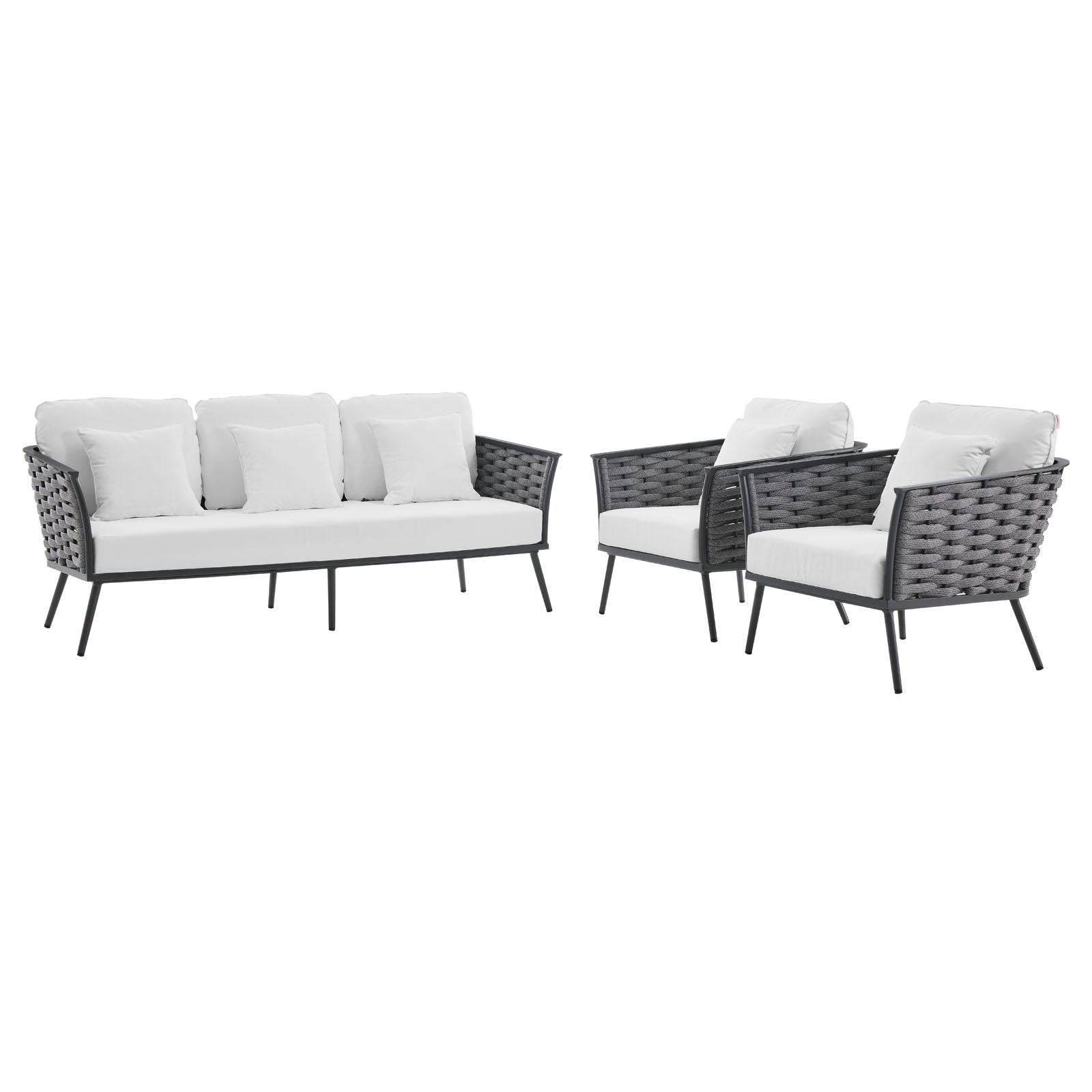 Stance 3 Piece Outdoor Patio Aluminum Sectional Sofa Set By Modway | Outdoor Patio | Modishstore-22