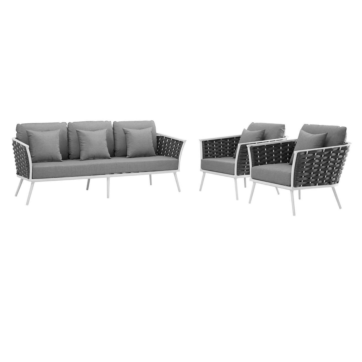 Modway Stance 3 Piece Outdoor Patio Aluminum Sectional Sofa Set