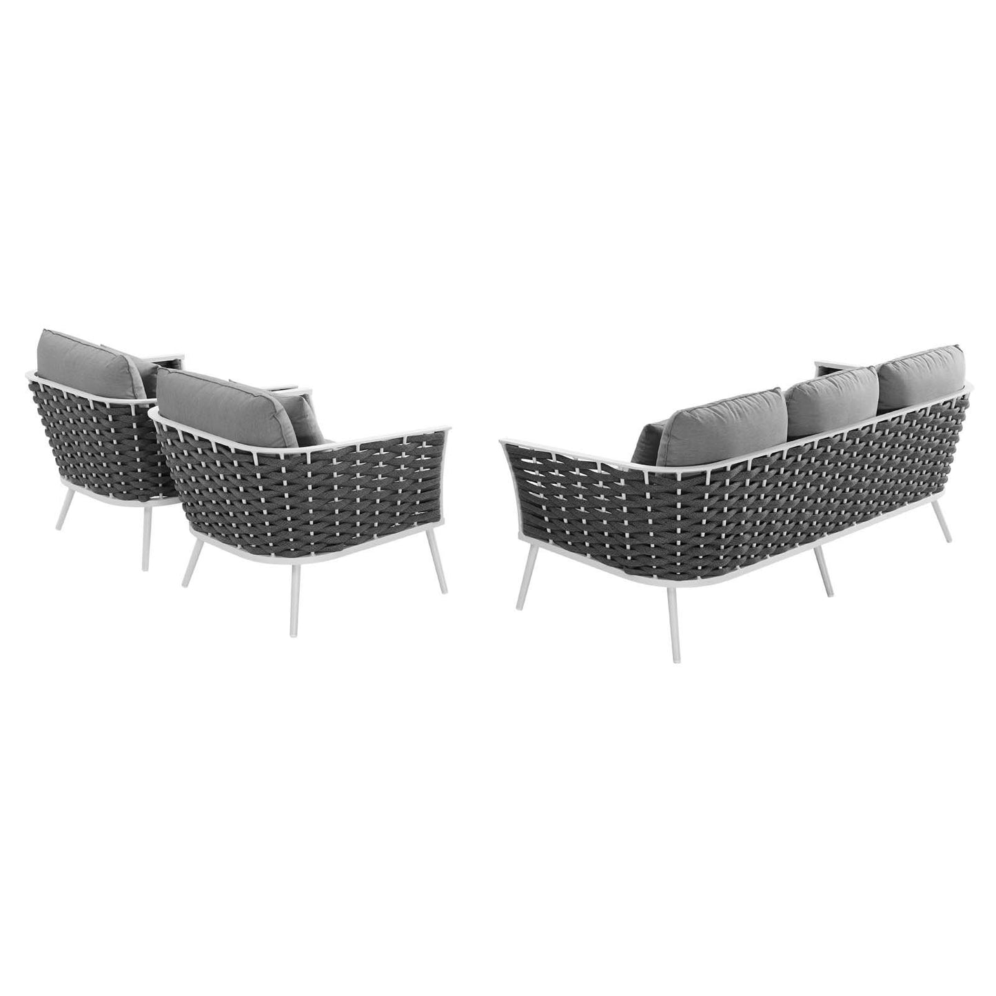 Modway Stance 3 Piece Outdoor Patio Aluminum Sectional Sofa Set