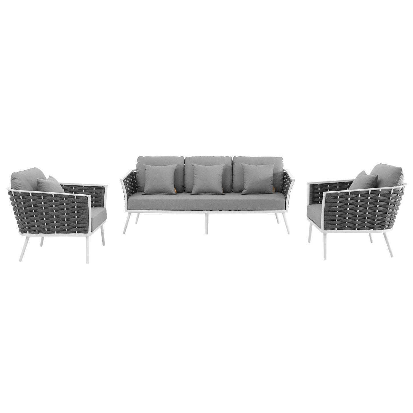 Modway Stance 3 Piece Outdoor Patio Aluminum Sectional Sofa Set