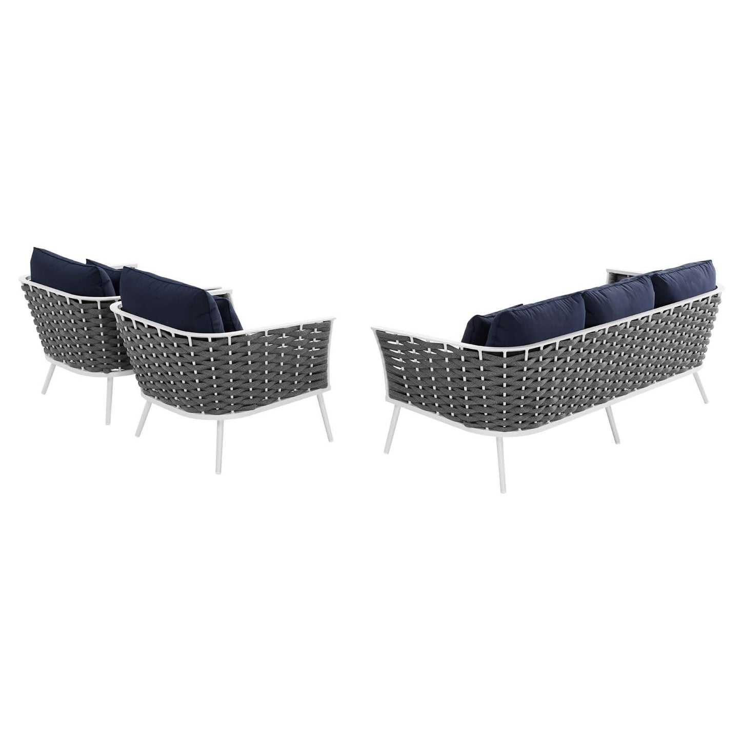 Modway Stance 3 Piece Outdoor Patio Aluminum Sectional Sofa Set