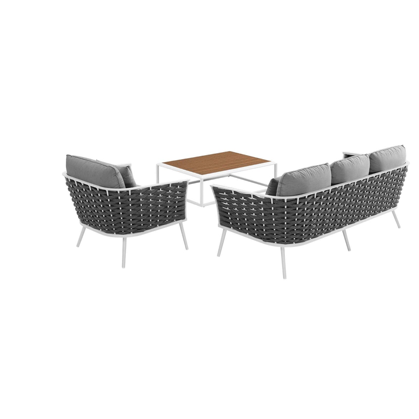 Modway Stance 3 Piece Outdoor Patio Aluminum Sectional Sofa Set