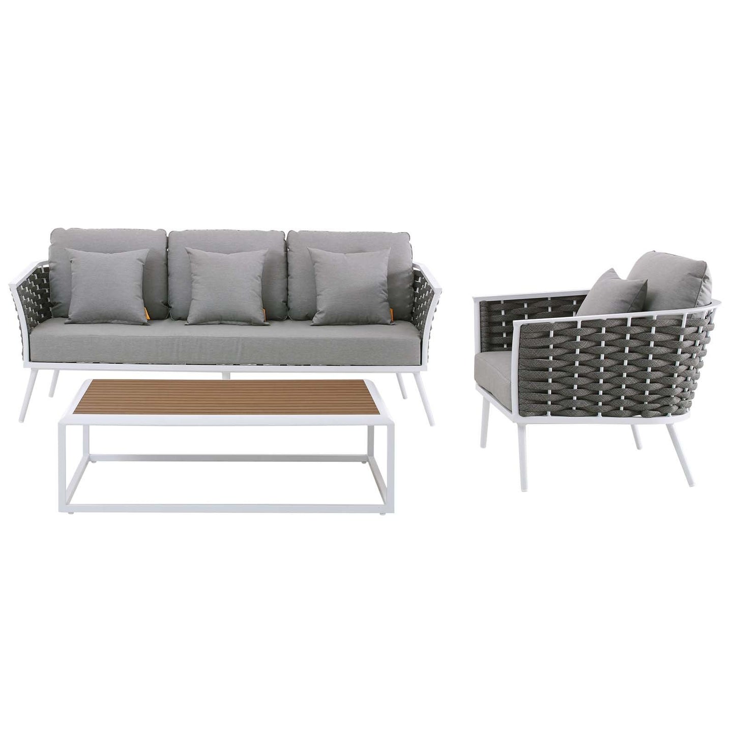 Modway Stance 3 Piece Outdoor Patio Aluminum Sectional Sofa Set