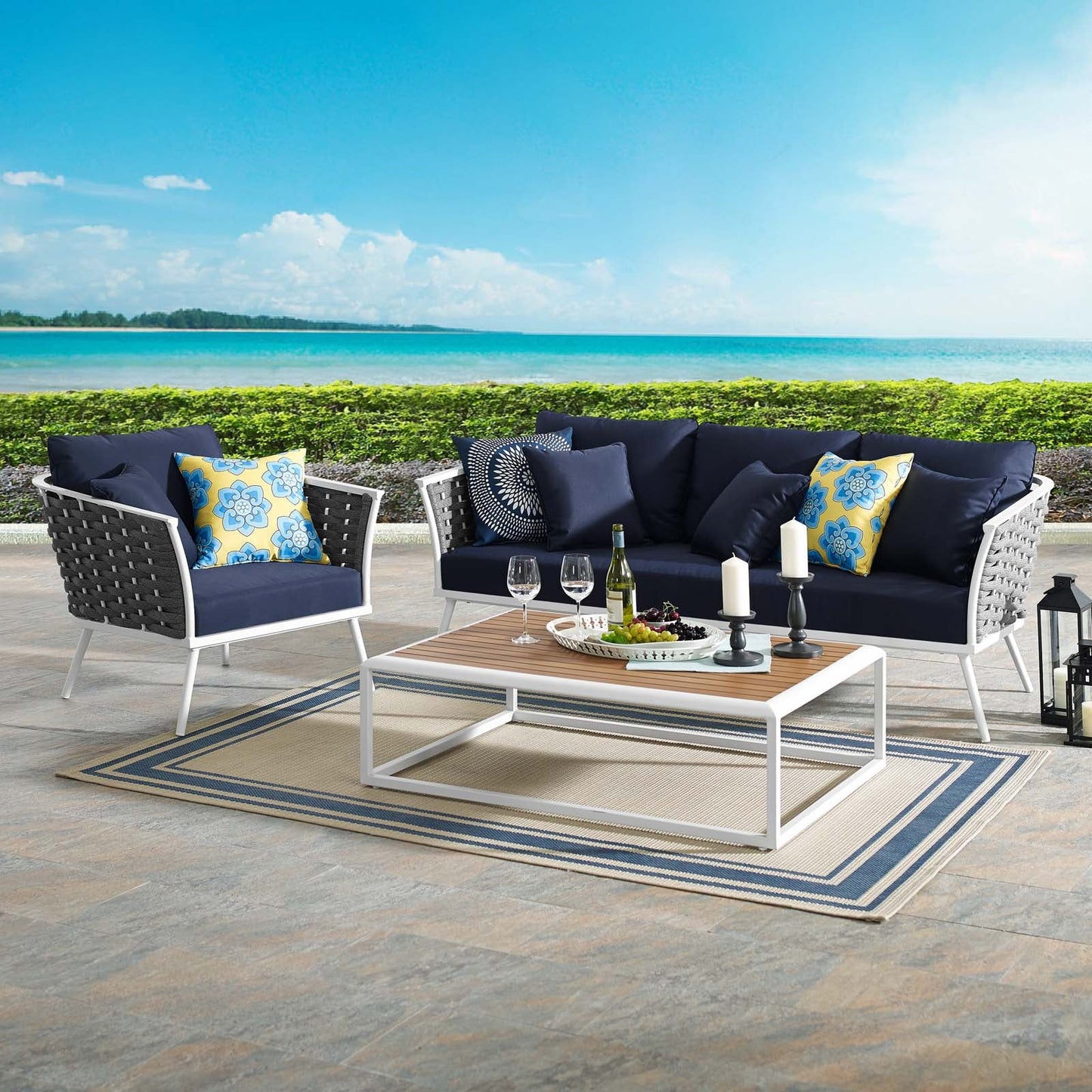 Modway Stance 3 Piece Outdoor Patio Aluminum Sectional Sofa Set | Outdoor Sofas, Loveseats & Sectionals | Modishstore-9