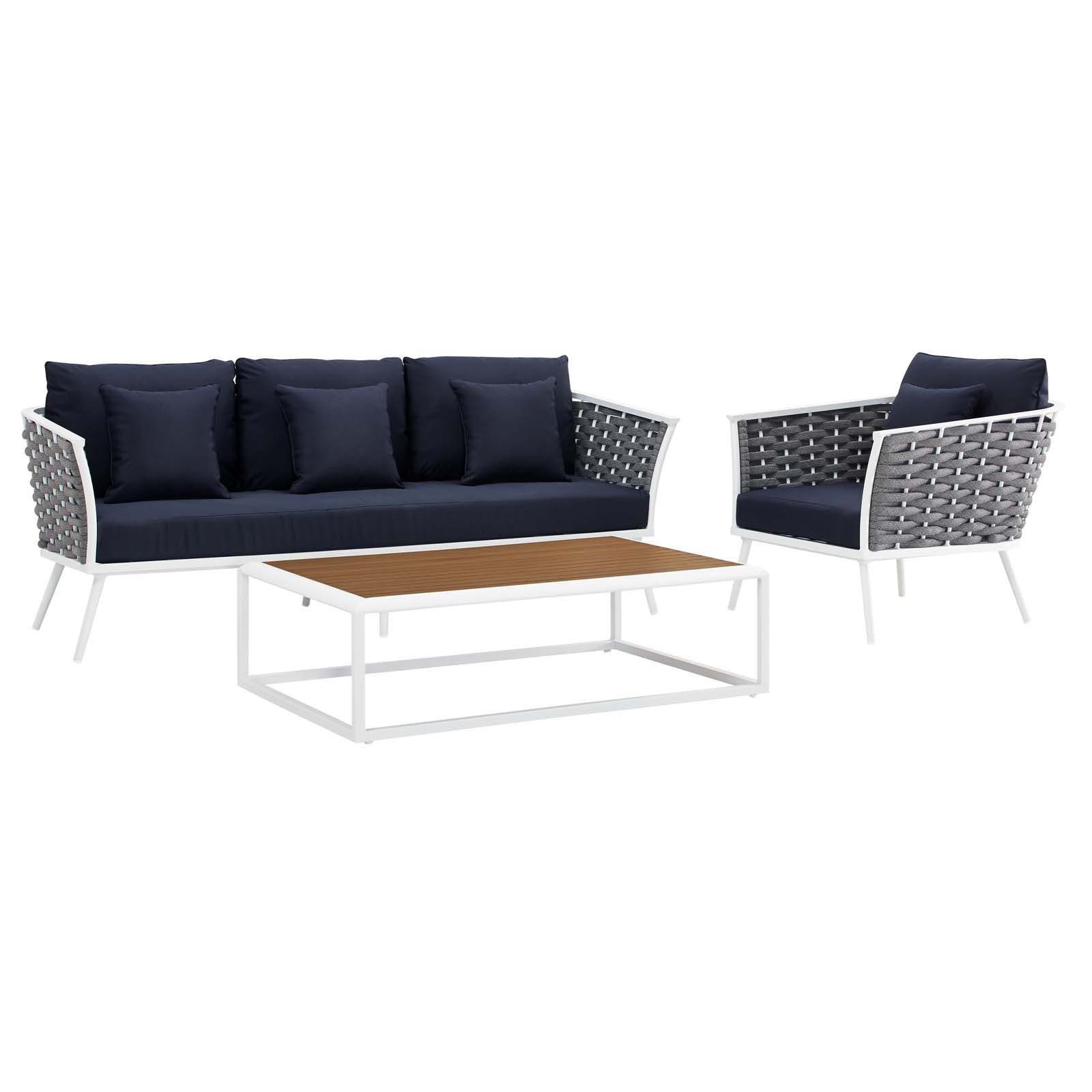 Modway Stance 3 Piece Outdoor Patio Aluminum Sectional Sofa Set | Outdoor Sofas, Loveseats & Sectionals | Modishstore-7