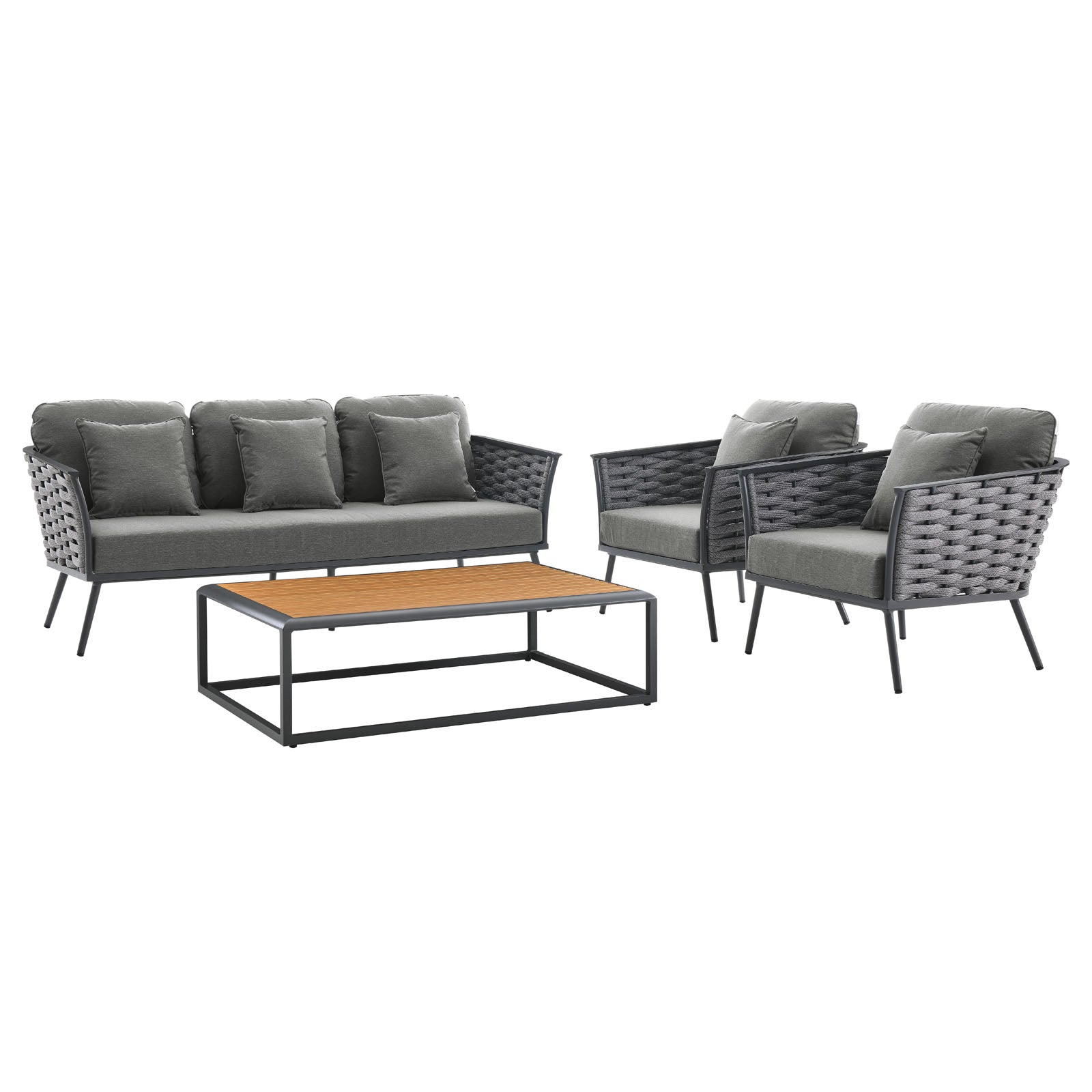 Modway Stance 4 Piece Outdoor Patio Aluminum Sectional Sofa Set | Outdoor Sofas, Loveseats & Sectionals | Modishstore-20