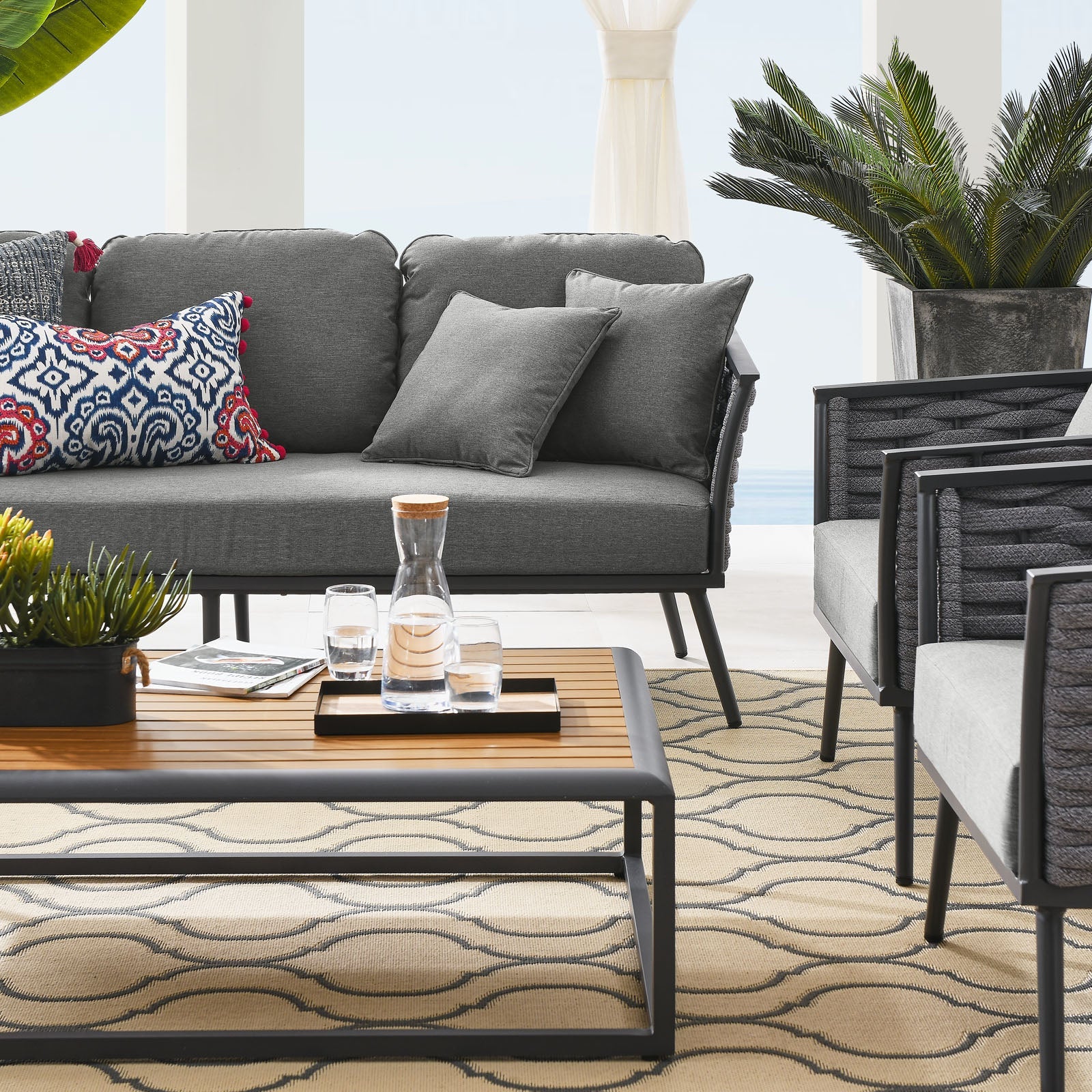 Modway Stance 4 Piece Outdoor Patio Aluminum Sectional Sofa Set | Outdoor Sofas, Loveseats & Sectionals | Modishstore-22
