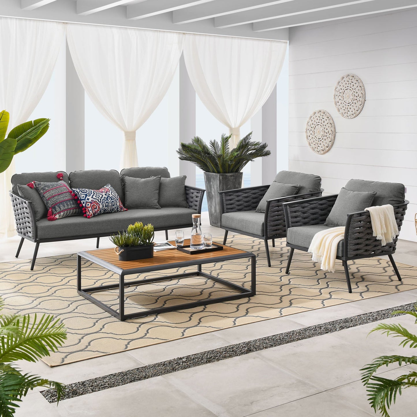 Modway Stance 4 Piece Outdoor Patio Aluminum Sectional Sofa Set | Outdoor Sofas, Loveseats & Sectionals | Modishstore-19