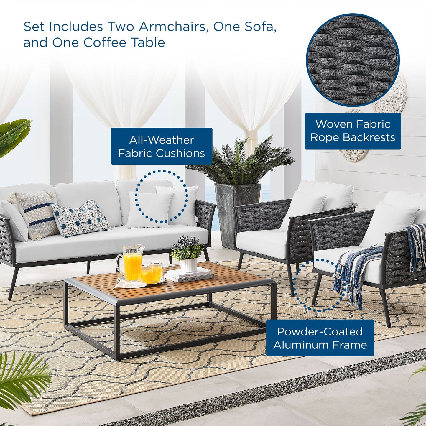 Modway Stance 4 Piece Outdoor Patio Aluminum Sectional Sofa Set | Outdoor Sofas, Loveseats & Sectionals | Modishstore-42