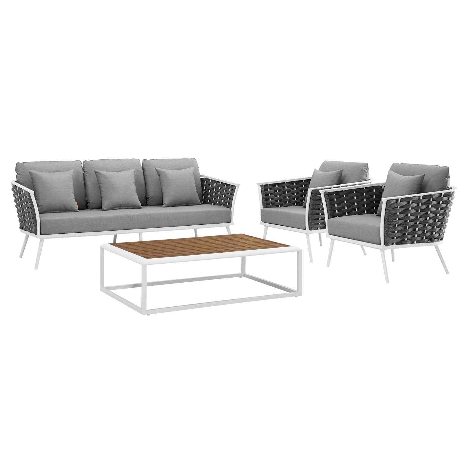 Modway Stance 4 Piece Outdoor Patio Aluminum Sectional Sofa Set | Outdoor Sofas, Loveseats & Sectionals | Modishstore-2