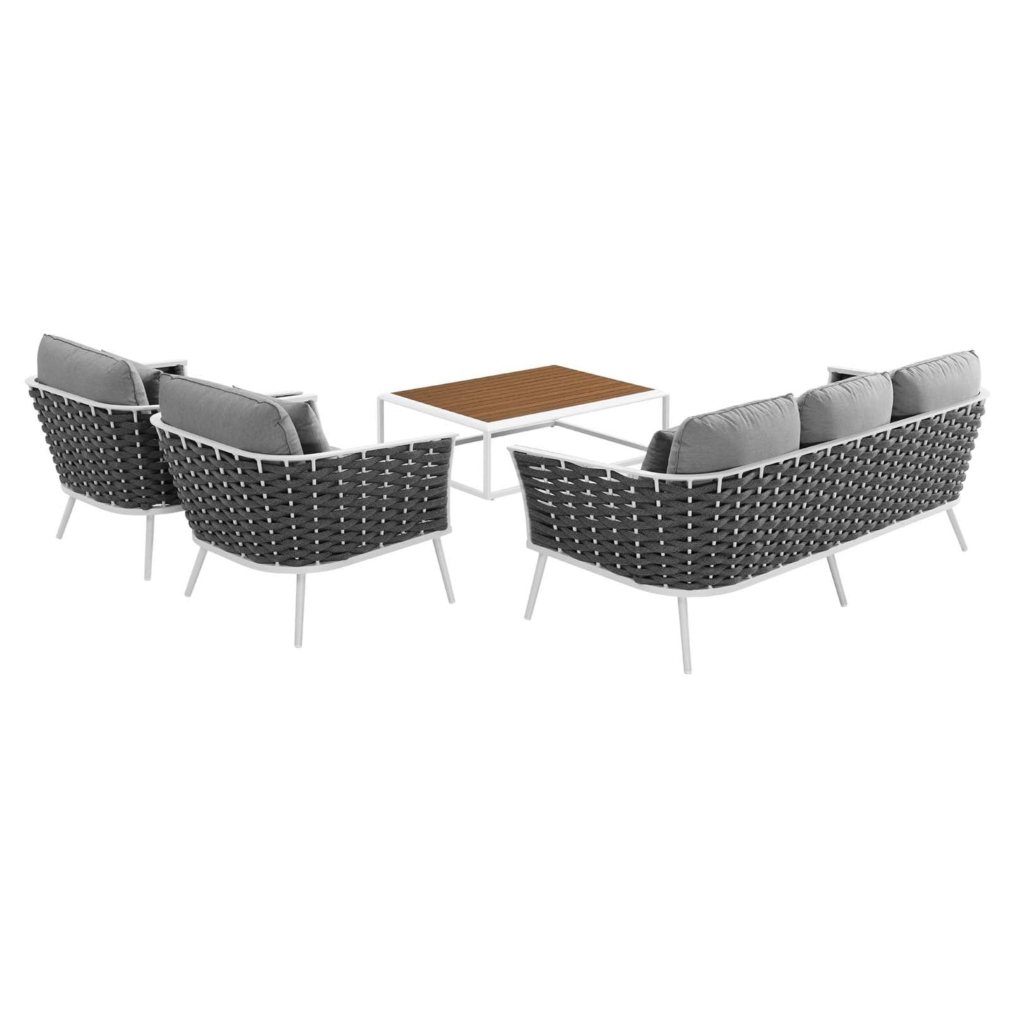 Modway Stance 4 Piece Outdoor Patio Aluminum Sectional Sofa Set | Outdoor Sofas, Loveseats & Sectionals | Modishstore-3