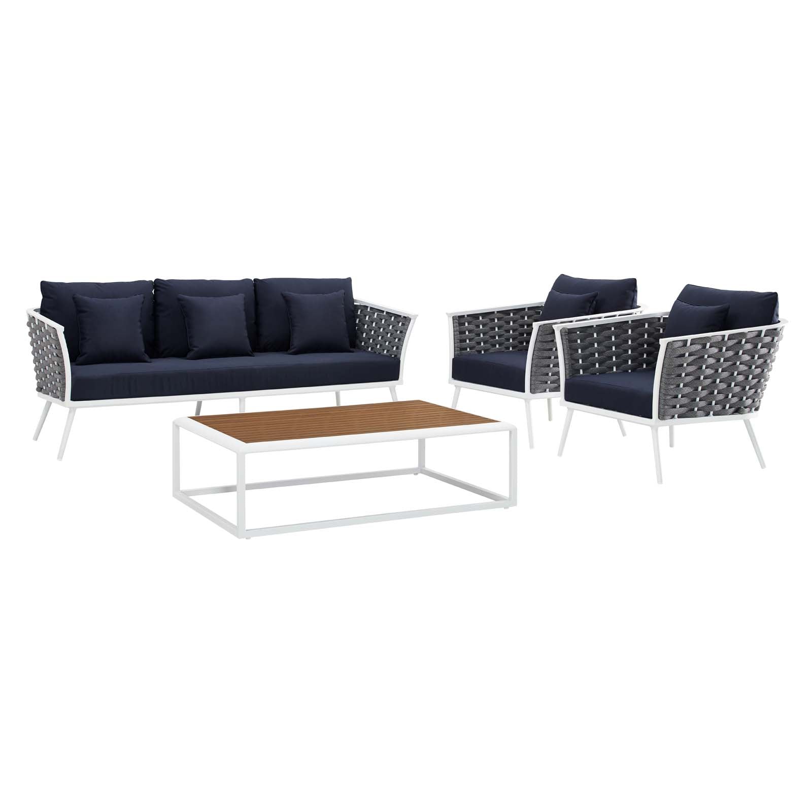 Modway Stance 4 Piece Outdoor Patio Aluminum Sectional Sofa Set | Outdoor Sofas, Loveseats & Sectionals | Modishstore-11