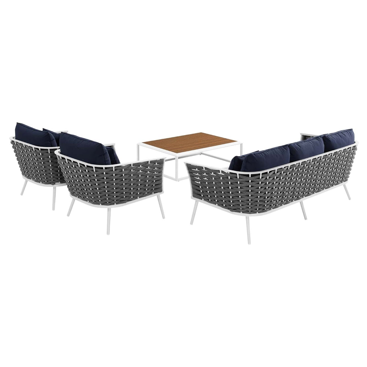 Modway Stance 4 Piece Outdoor Patio Aluminum Sectional Sofa Set | Outdoor Sofas, Loveseats & Sectionals | Modishstore-12