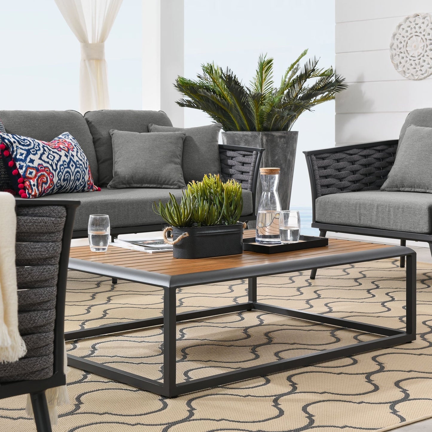 Modway Stance 6 Piece Outdoor Patio Aluminum Sectional Sofa Set | Outdoor Sofas, Loveseats & Sectionals | Modishstore-21
