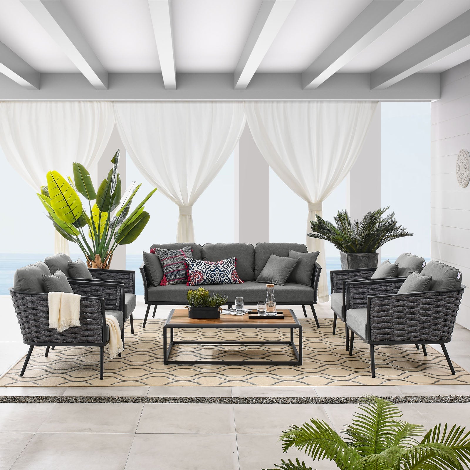 Modway Stance 6 Piece Outdoor Patio Aluminum Sectional Sofa Set | Outdoor Sofas, Loveseats & Sectionals | Modishstore-19
