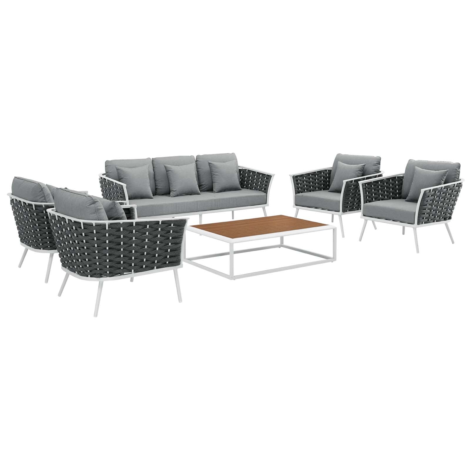 Modway Stance 6 Piece Outdoor Patio Aluminum Sectional Sofa Set | Outdoor Sofas, Loveseats & Sectionals | Modishstore-2