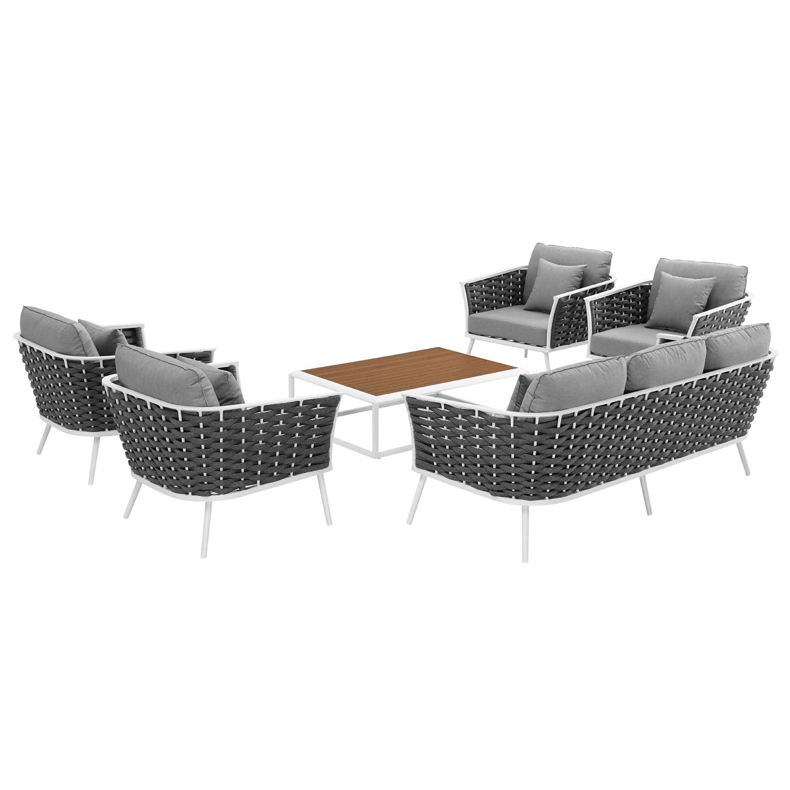 Modway Stance 6 Piece Outdoor Patio Aluminum Sectional Sofa Set | Outdoor Sofas, Loveseats & Sectionals | Modishstore-3