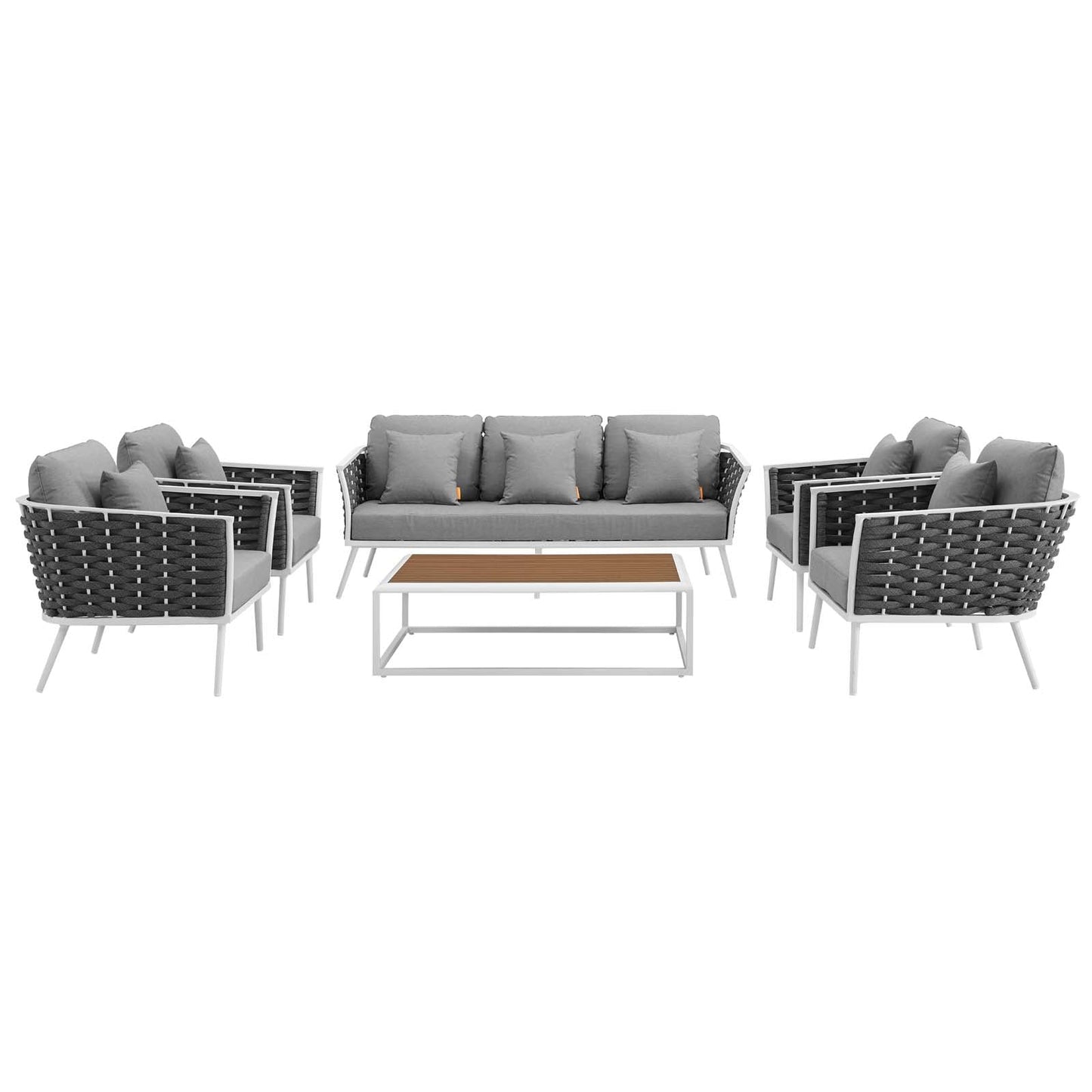 Modway Stance 6 Piece Outdoor Patio Aluminum Sectional Sofa Set | Outdoor Sofas, Loveseats & Sectionals | Modishstore-4