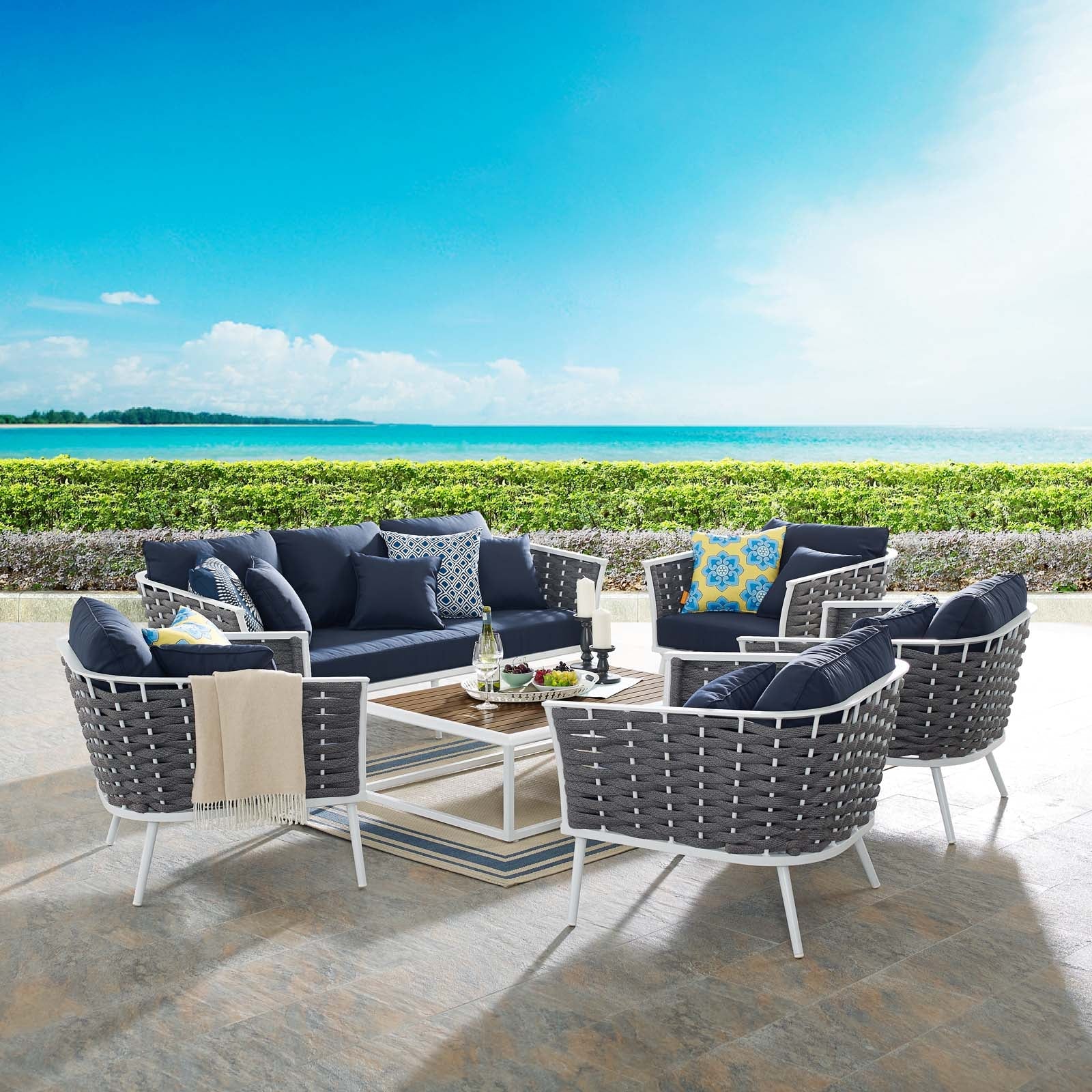 Modway Stance 6 Piece Outdoor Patio Aluminum Sectional Sofa Set | Outdoor Sofas, Loveseats & Sectionals | Modishstore-10