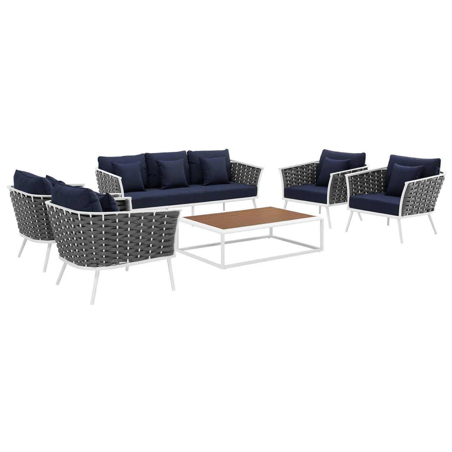 Modway Stance 6 Piece Outdoor Patio Aluminum Sectional Sofa Set | Outdoor Sofas, Loveseats & Sectionals | Modishstore-11